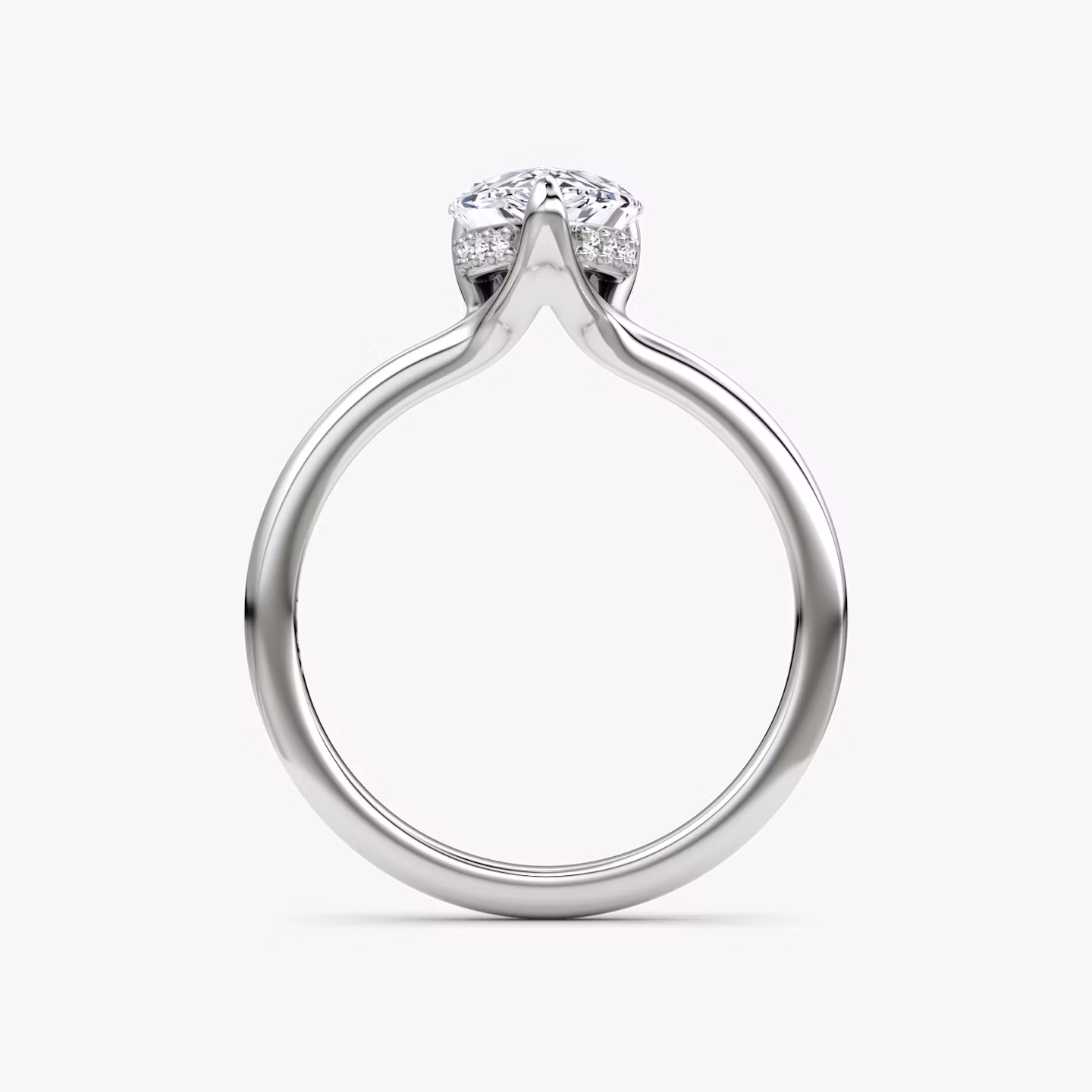 Anillo de compromiso Floating Solitaire | Pera | 18k | Oro blanco | bandAccent: Simple | diamondOrientation: vertical | caratWeight: other