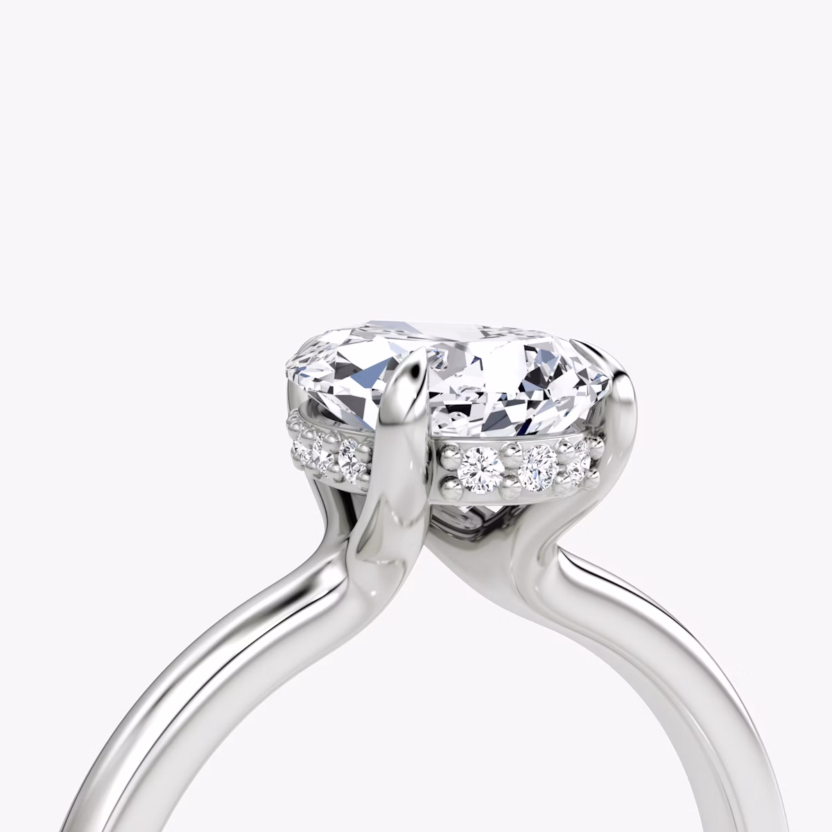 The Floating Solitaire | Pear | 18k | White Gold | bandAccent: Plain | diamondOrientation: vertical | caratWeight: other