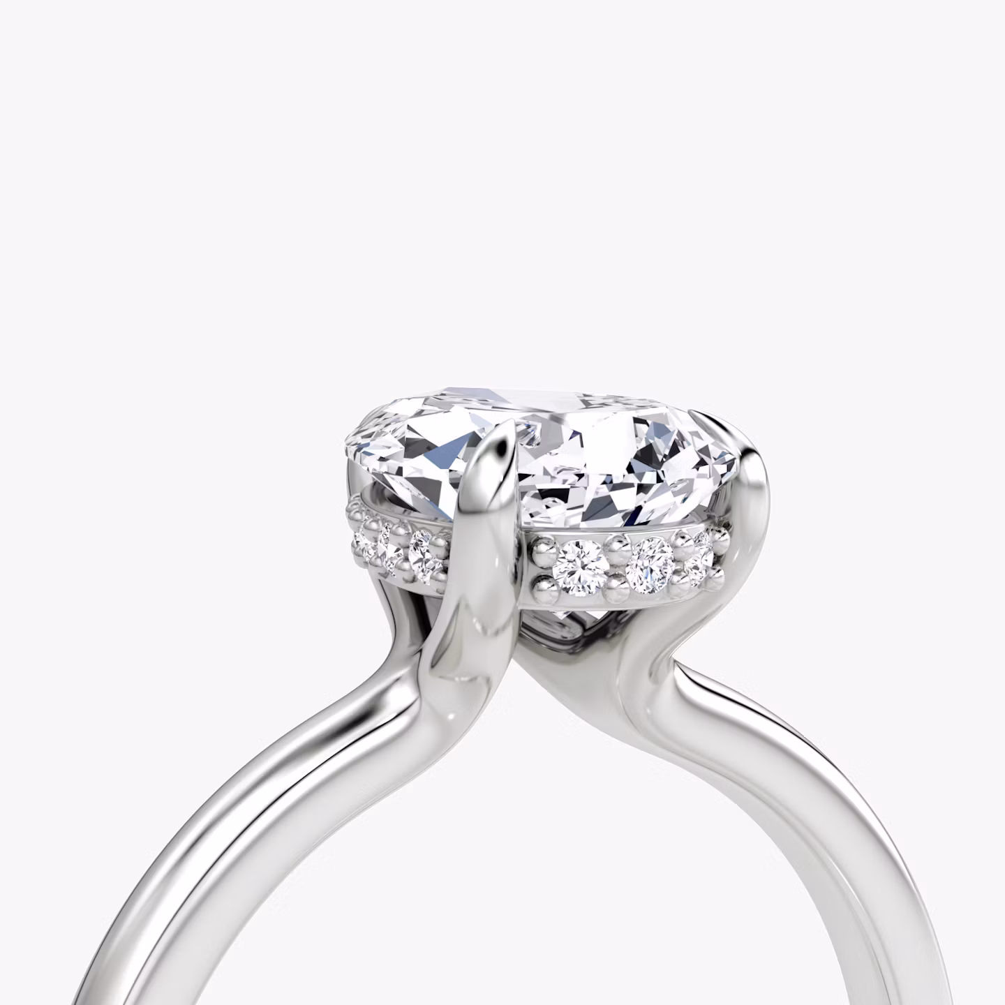 Anillo de compromiso Floating Solitaire | Pera | 18k | Oro blanco | bandAccent: Simple | diamondOrientation: vertical | caratWeight: other