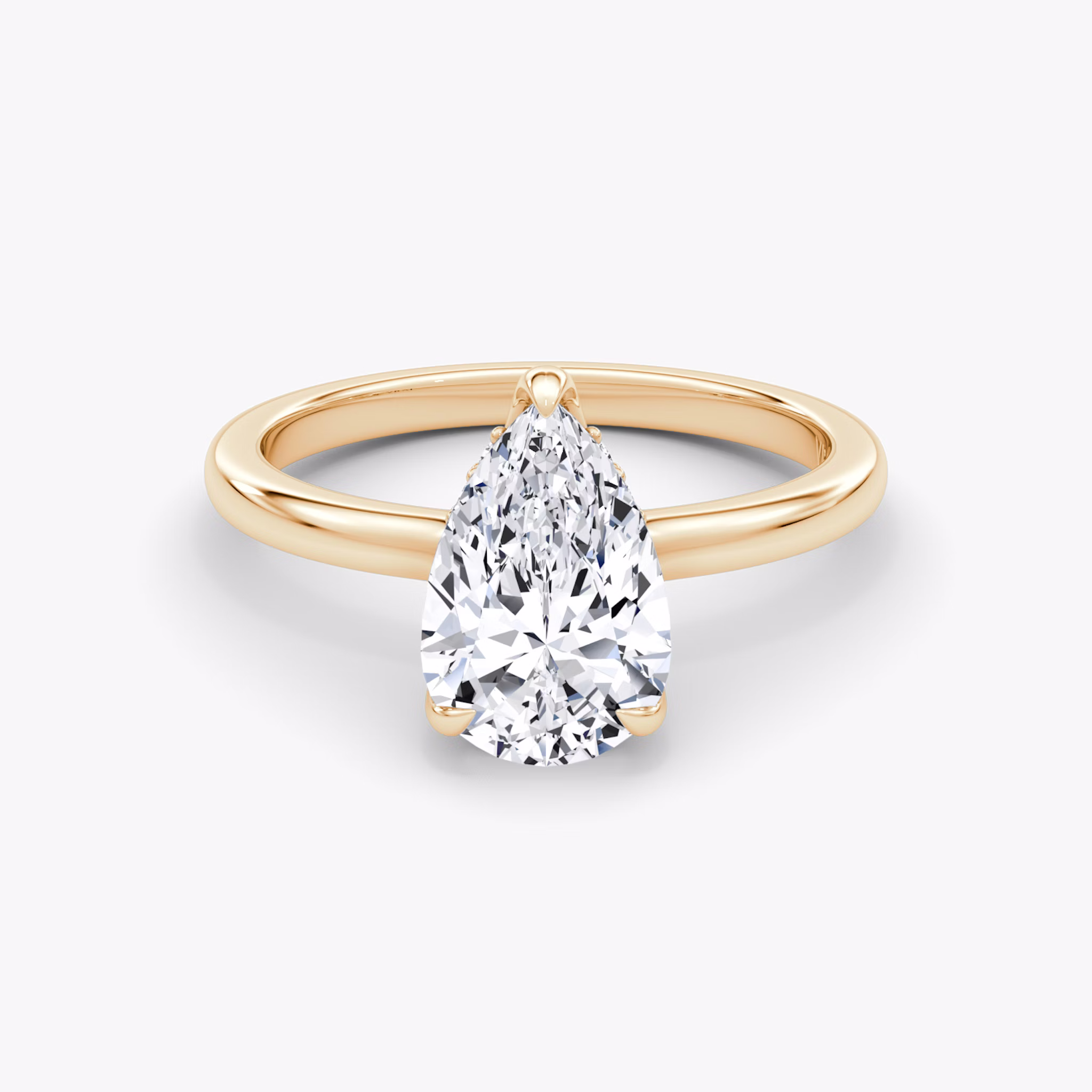 The Floating Solitaire | Pear | 14k | Rose Gold | bandAccent: Plain | diamondOrientation: vertical | caratWeight: other