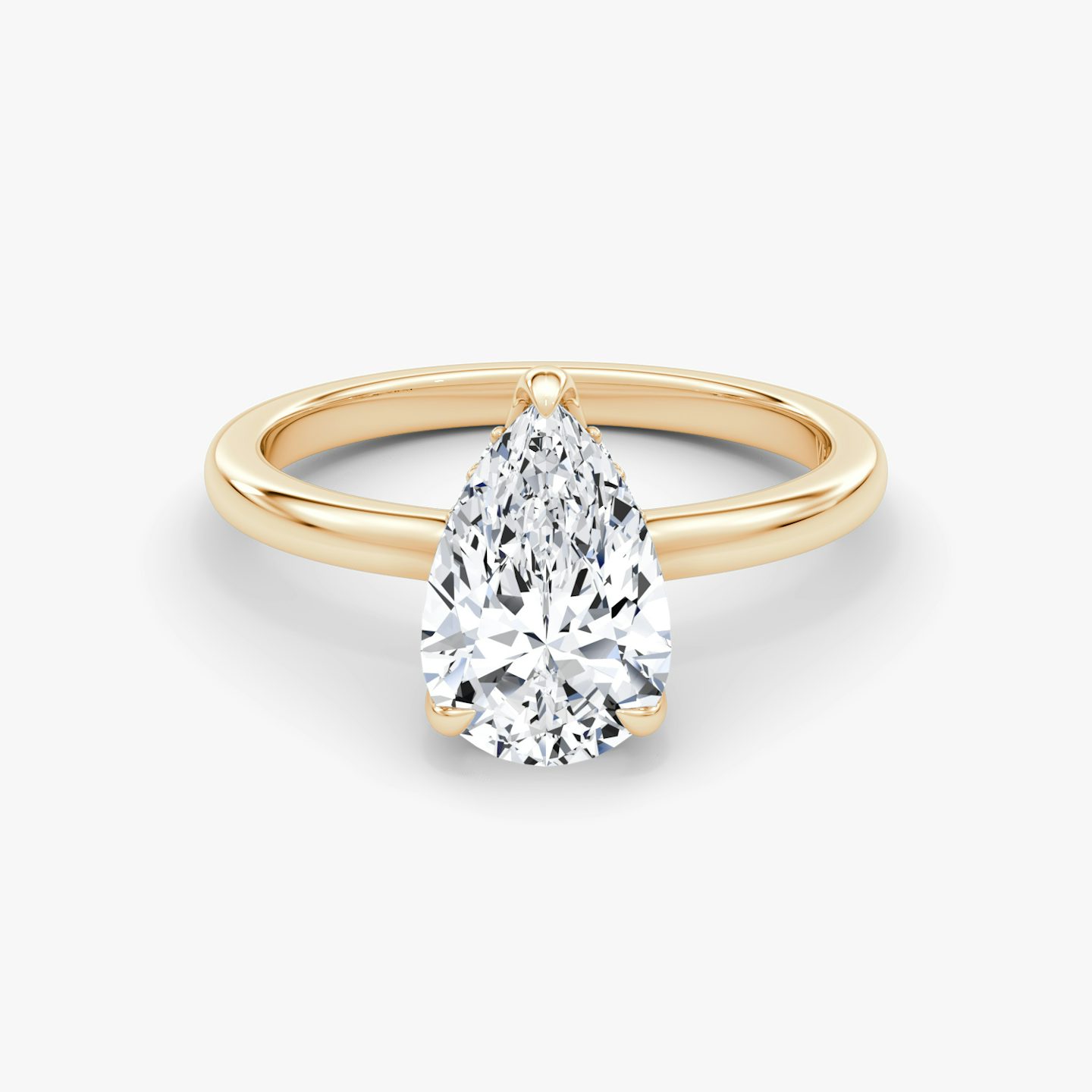 Bague de fiançailles Floating Solitaire | Poire | 14k | Or rose | bandAccent: Simple | diamondOrientation: vertical | caratWeight: other