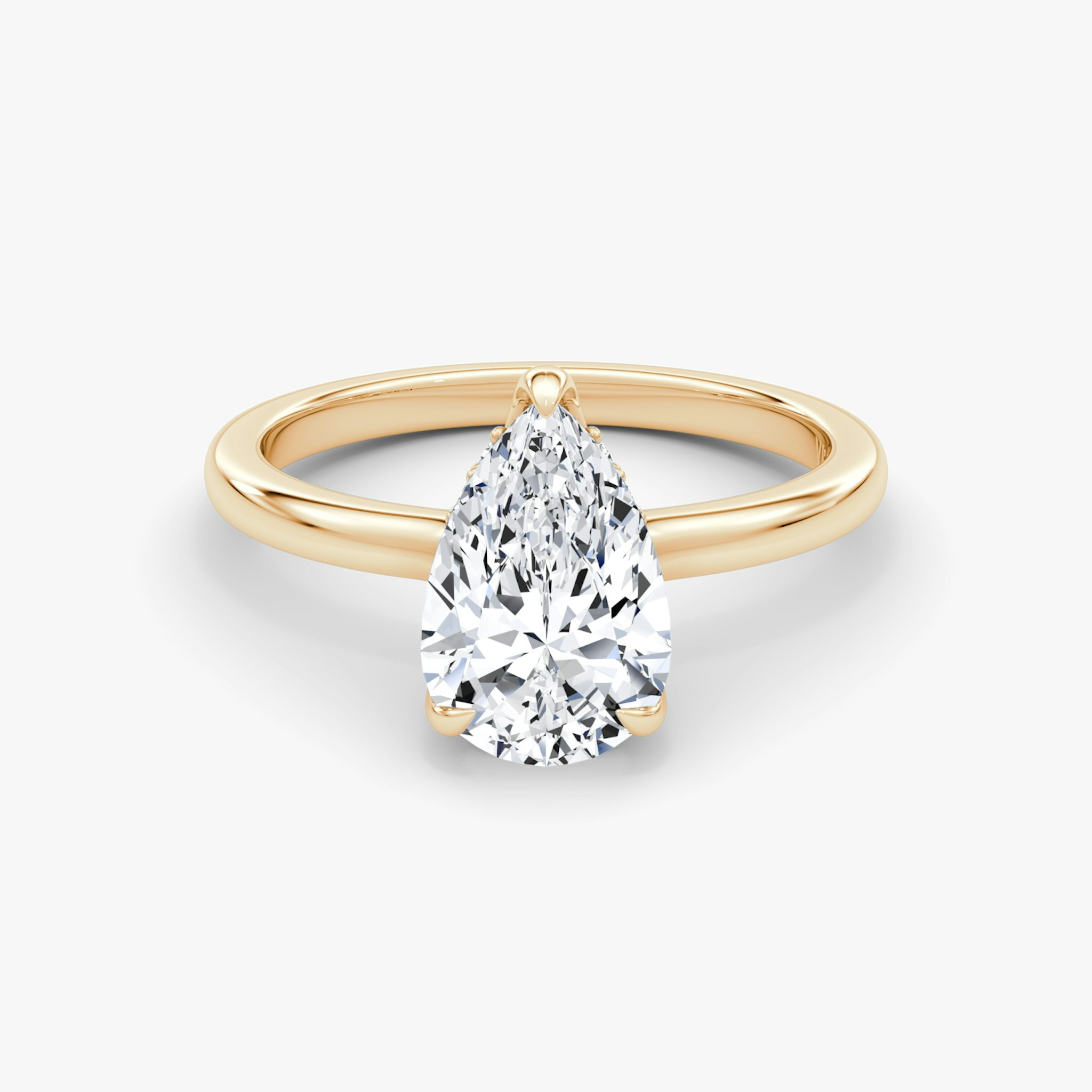 The Floating Solitaire | Pear | 14k | Rose Gold | bandAccent: Plain | diamondOrientation: vertical | caratWeight: other