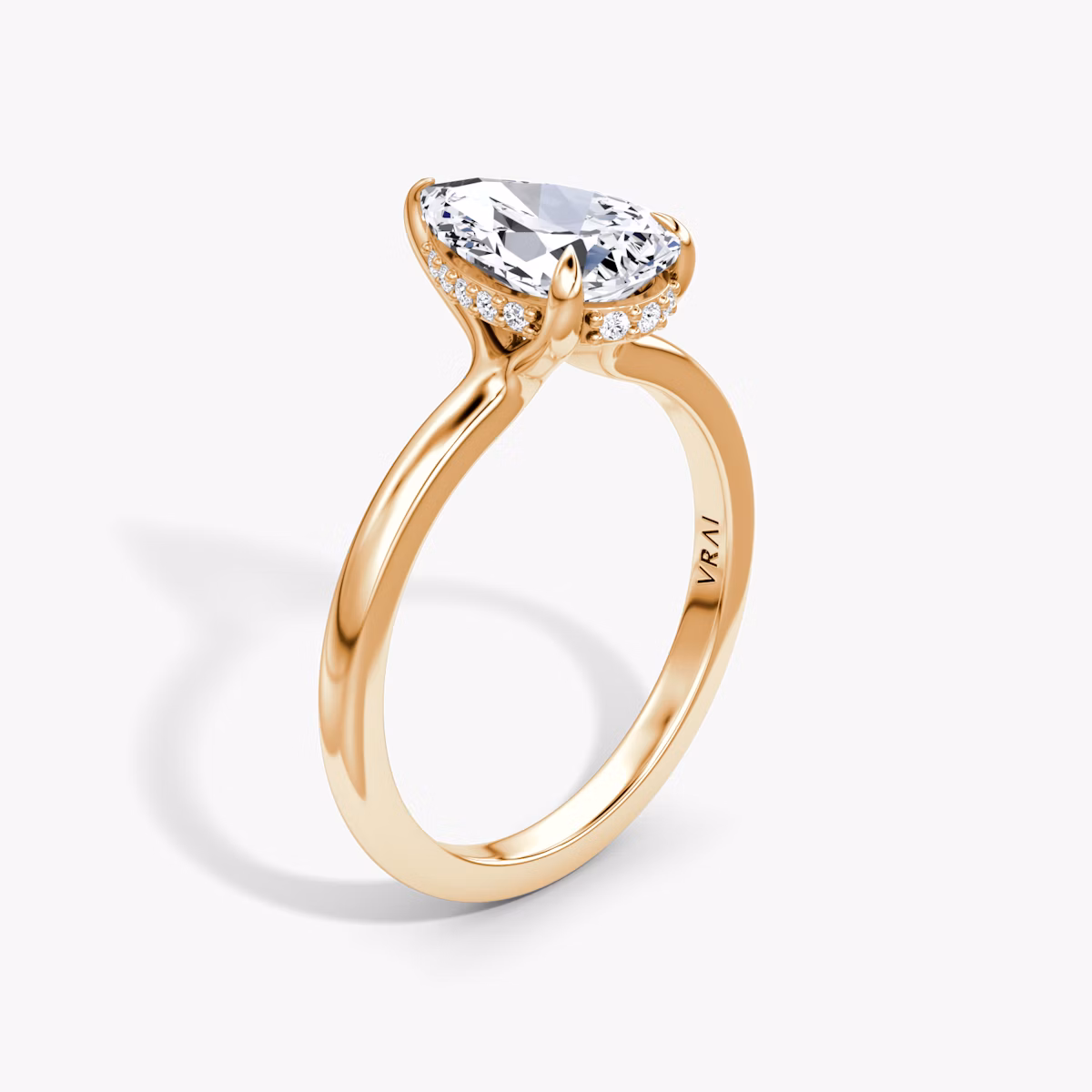 The Floating Solitaire | Pear | 14k | Rose Gold | bandAccent: Plain | diamondOrientation: vertical | caratWeight: other