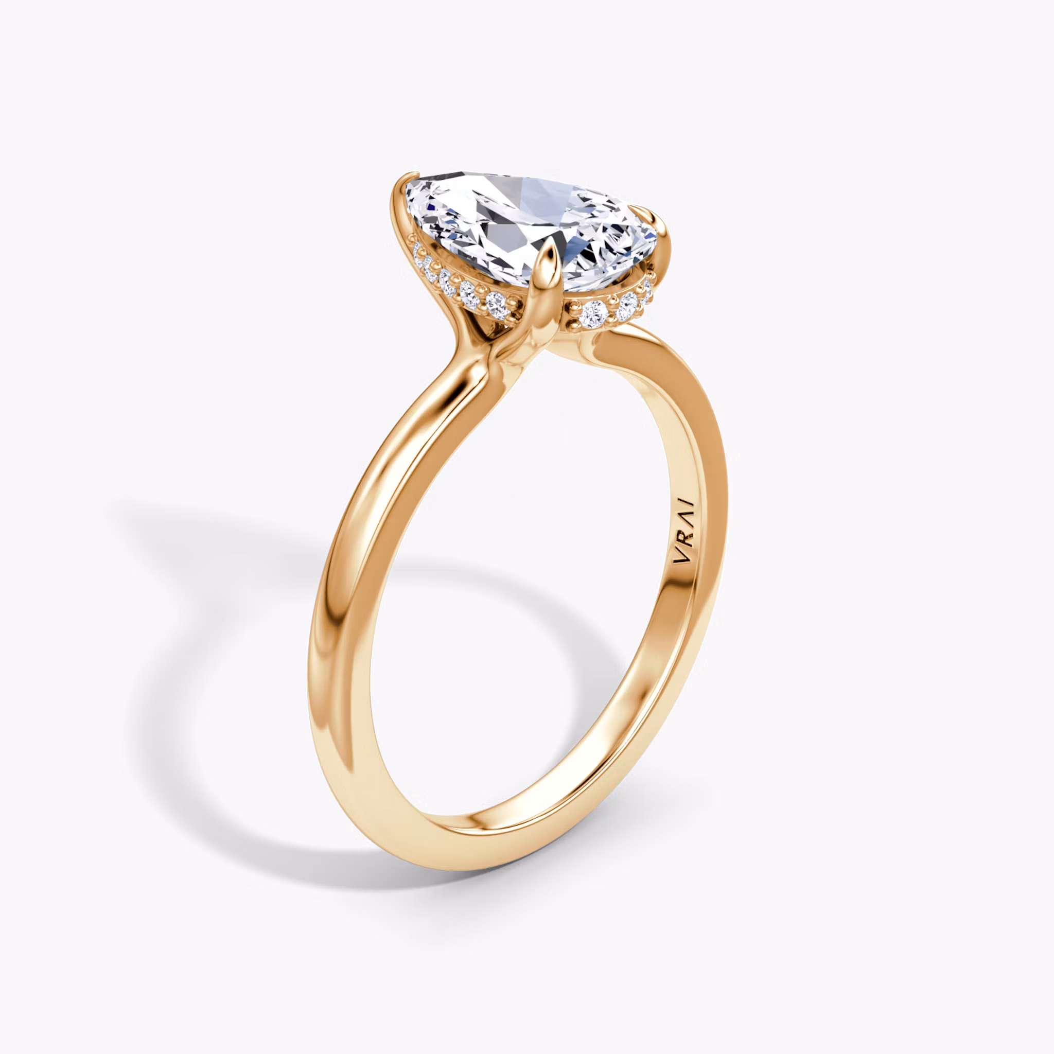 Floating Solitaire Pear | Rose Gold