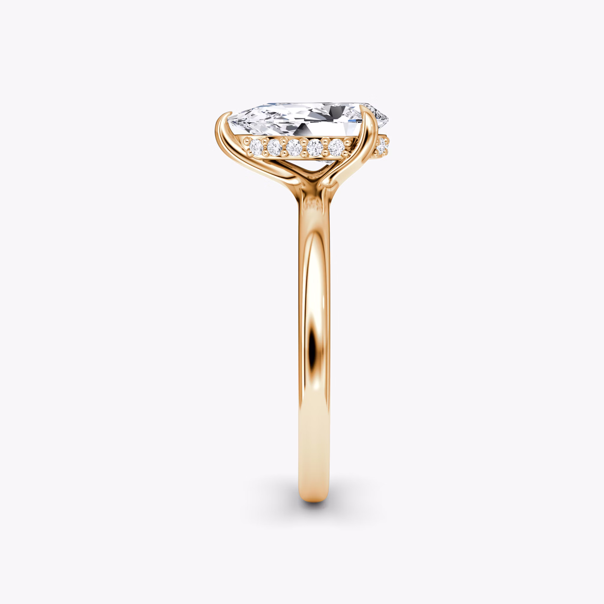 The Floating Solitaire | Pear | 14k | Rose Gold | bandAccent: Plain | diamondOrientation: vertical | caratWeight: other