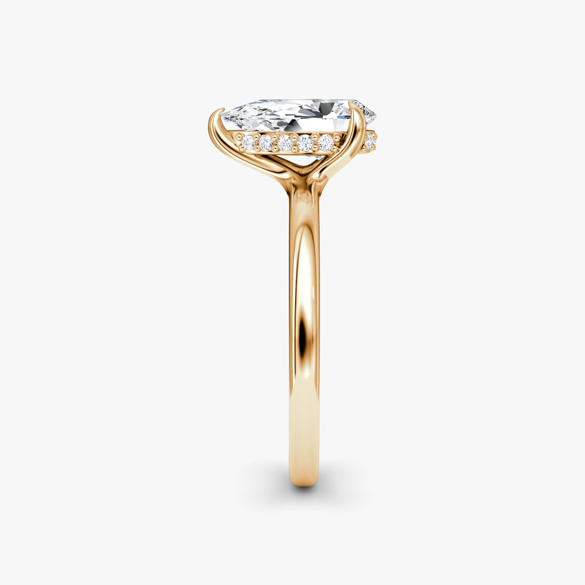The Floating Solitaire | Pear | 14k | Rose Gold | bandAccent: Plain | diamondOrientation: vertical | caratWeight: other