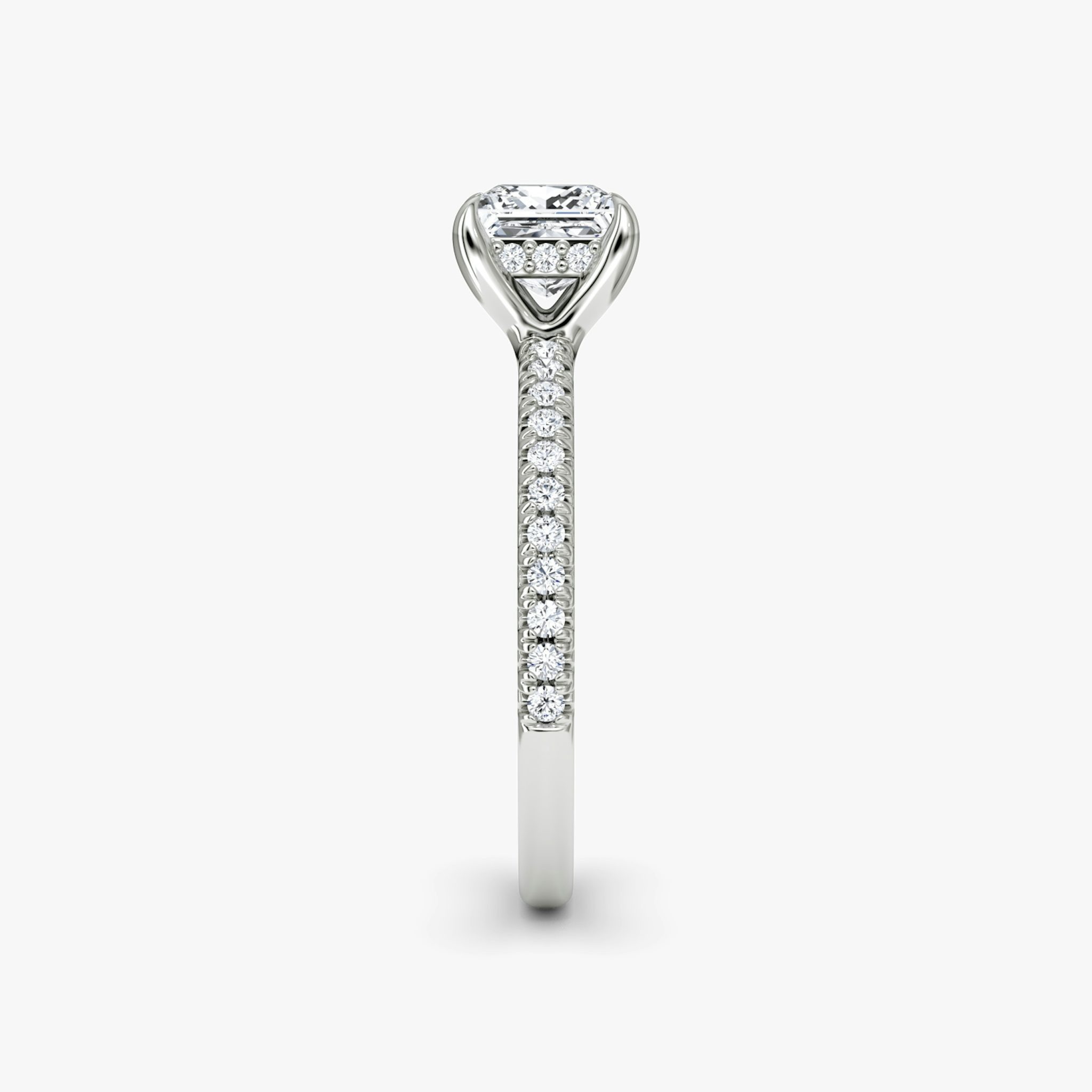 The Floating Solitaire | Princess | Platinum | bandAccent: Pavé | diamondOrientation: vertical | caratWeight: other