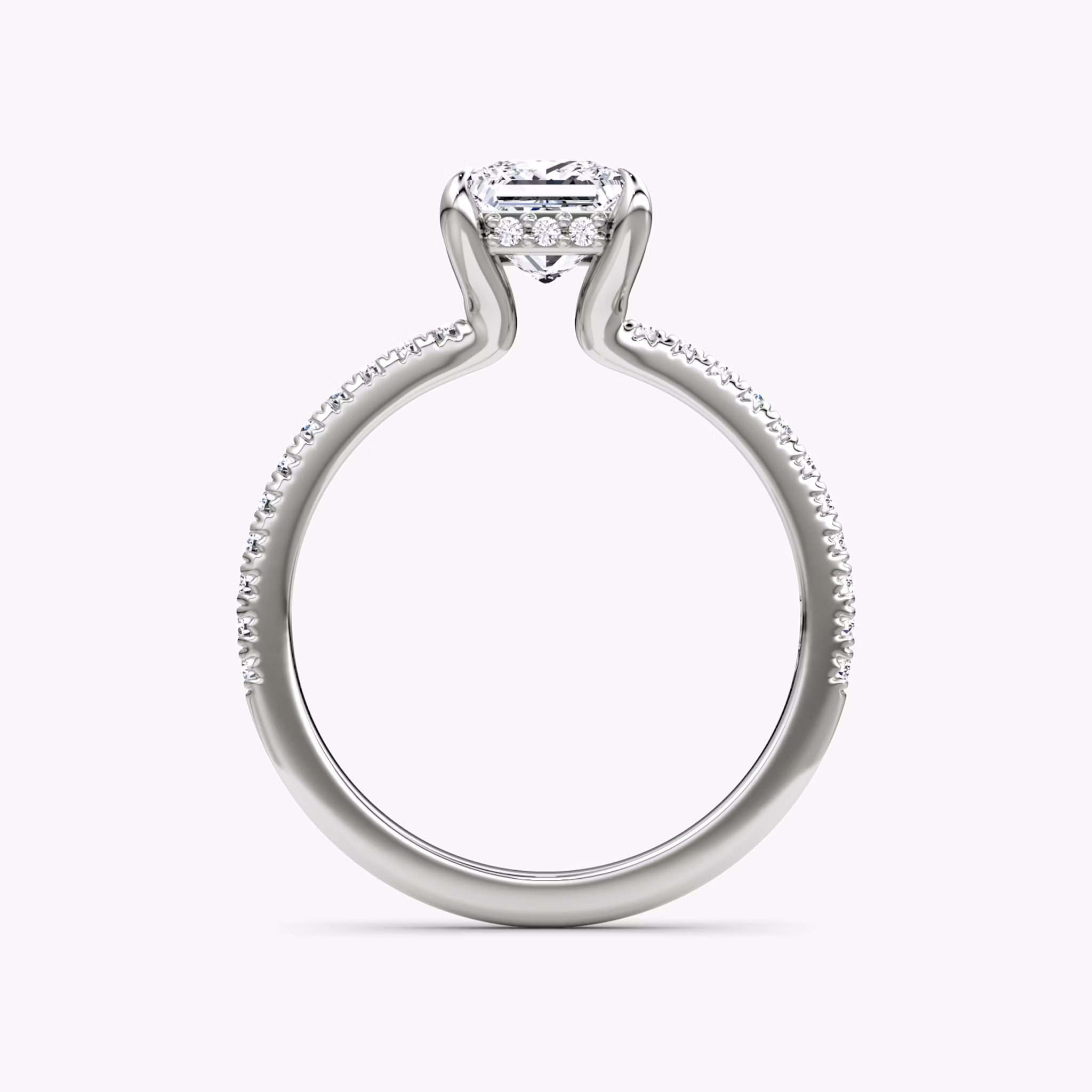 The Floating Solitaire | Princess | Platinum | bandAccent: Pavé | diamondOrientation: vertical | caratWeight: other