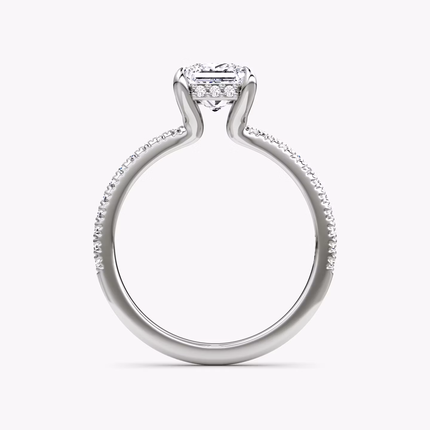 The Floating Solitaire | Princess | 18k | White Gold | bandAccent: Pavé | diamondOrientation: vertical | caratWeight: other