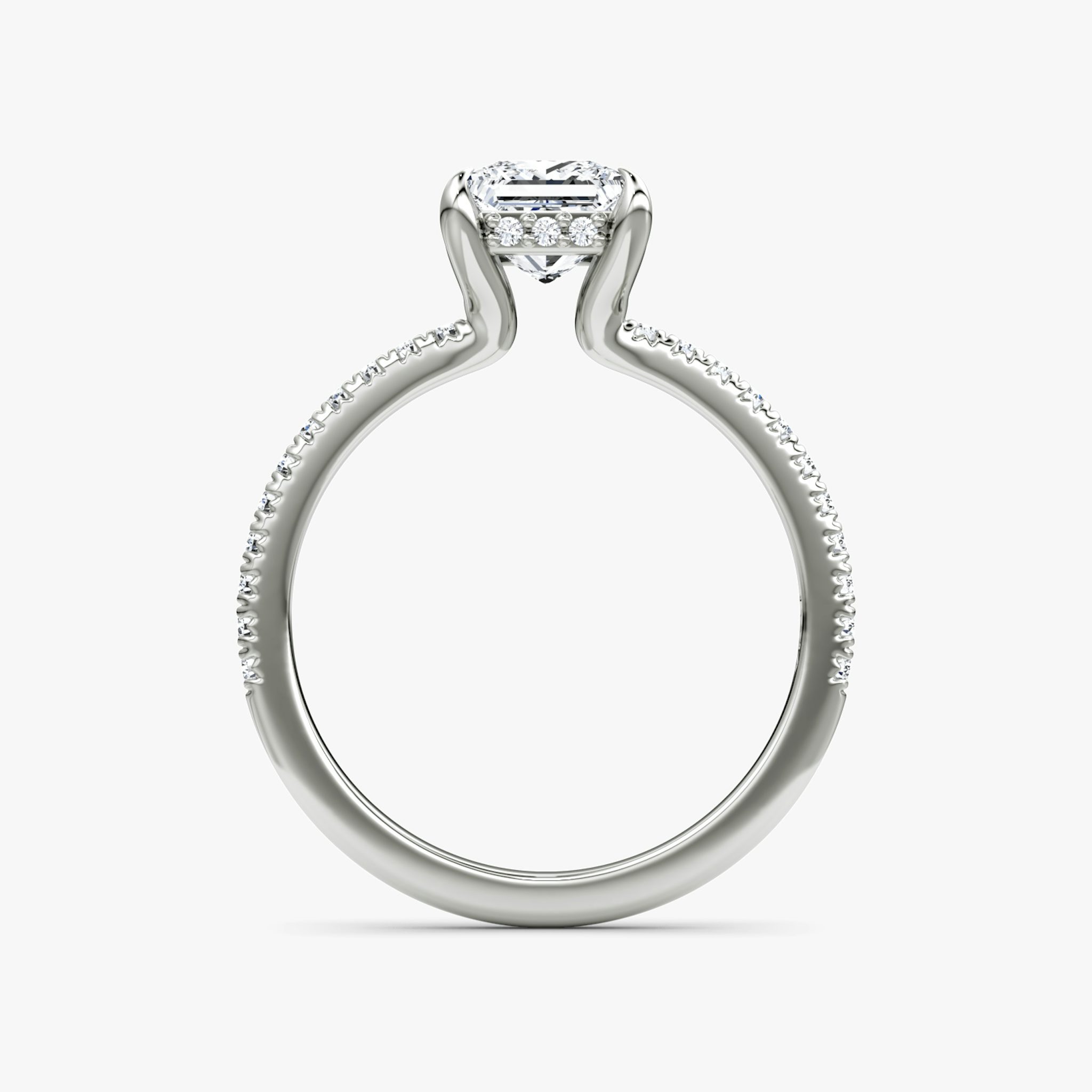 The Floating Solitaire | Princess | Platinum | bandAccent: Pavé | diamondOrientation: vertical | caratWeight: other