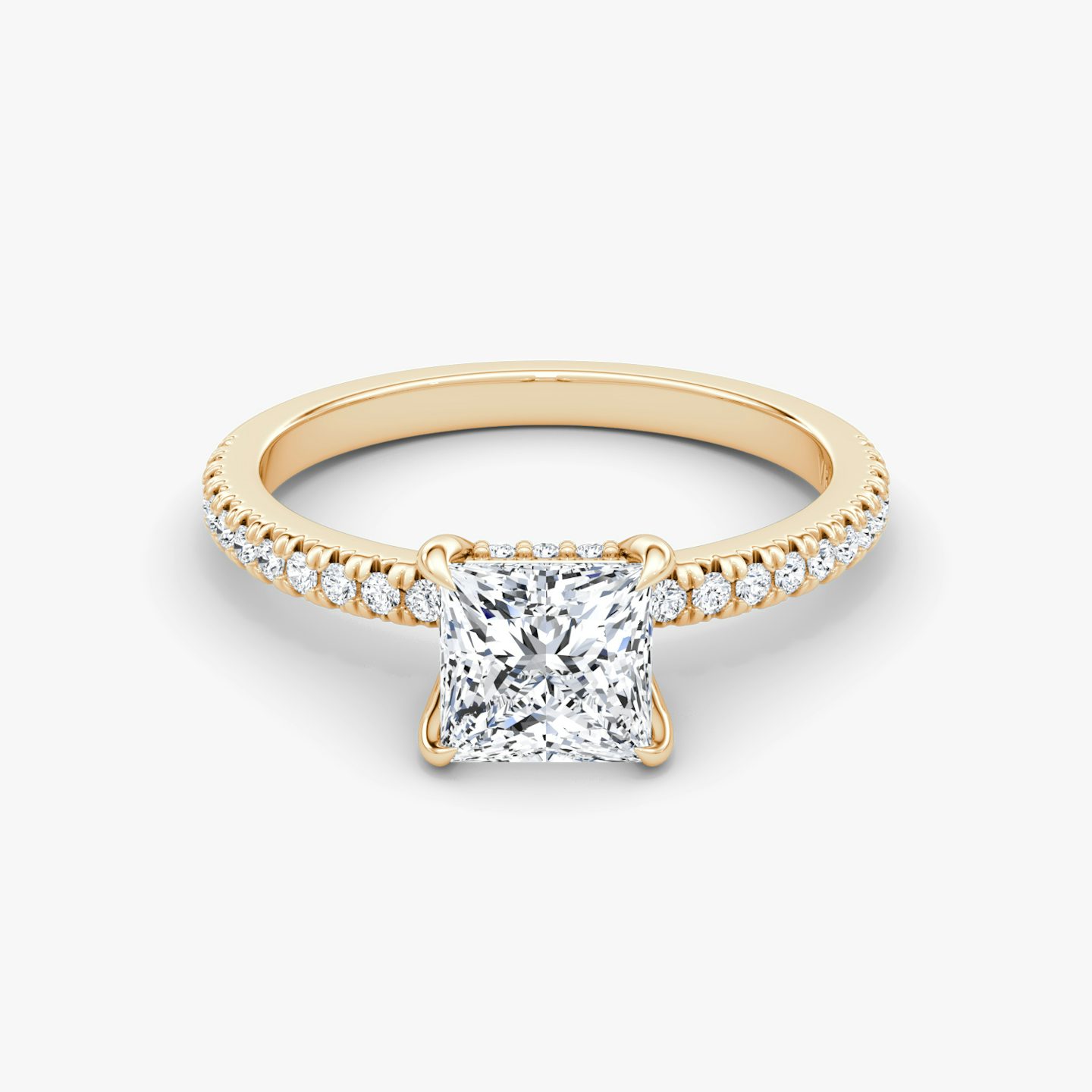 The Floating Solitaire | Princess | 14k | Rose Gold | bandAccent: Pavé | diamondOrientation: vertical | caratWeight: other