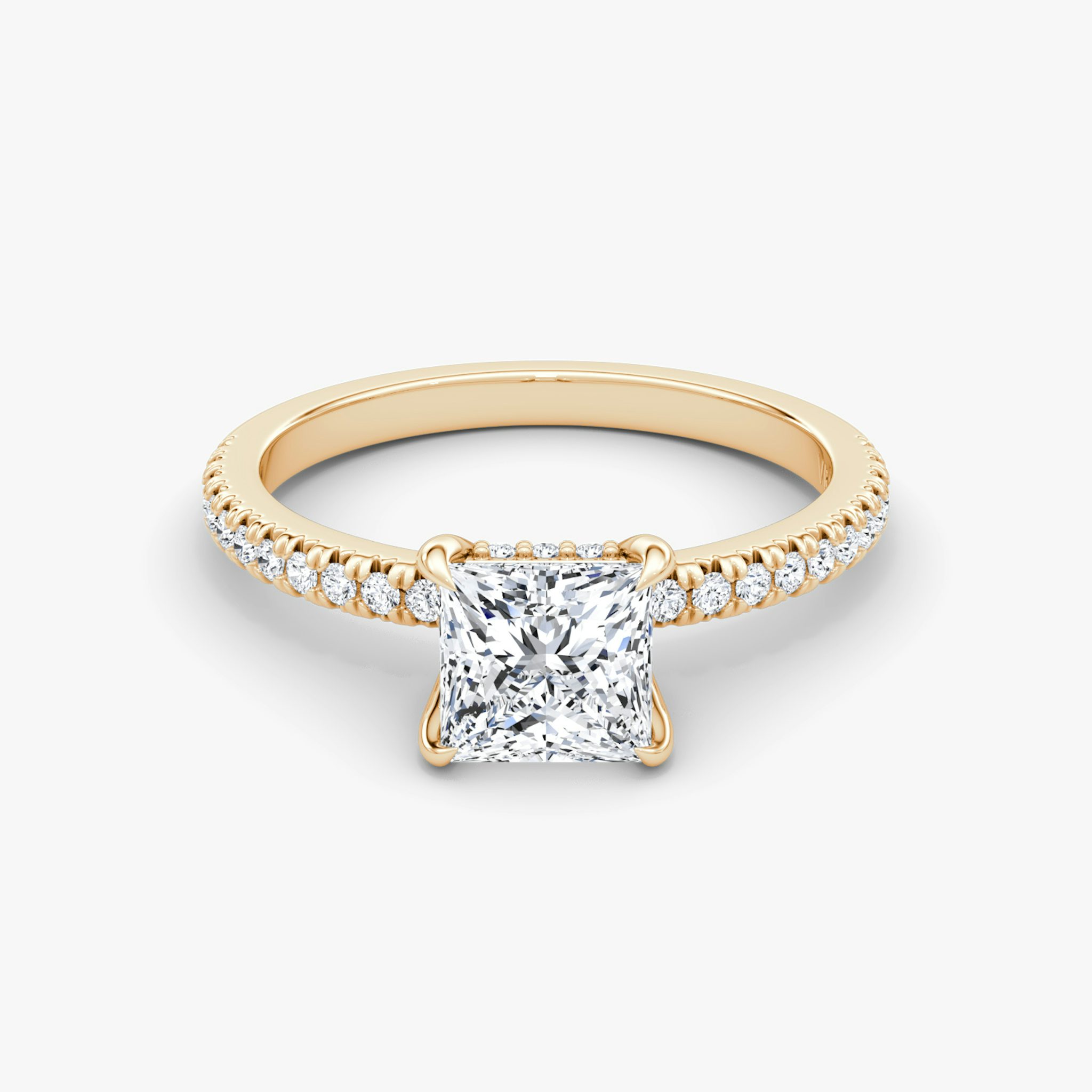 The Floating Solitaire | Princess | 14k | Rose Gold | bandAccent: Pavé | diamondOrientation: vertical | caratWeight: other