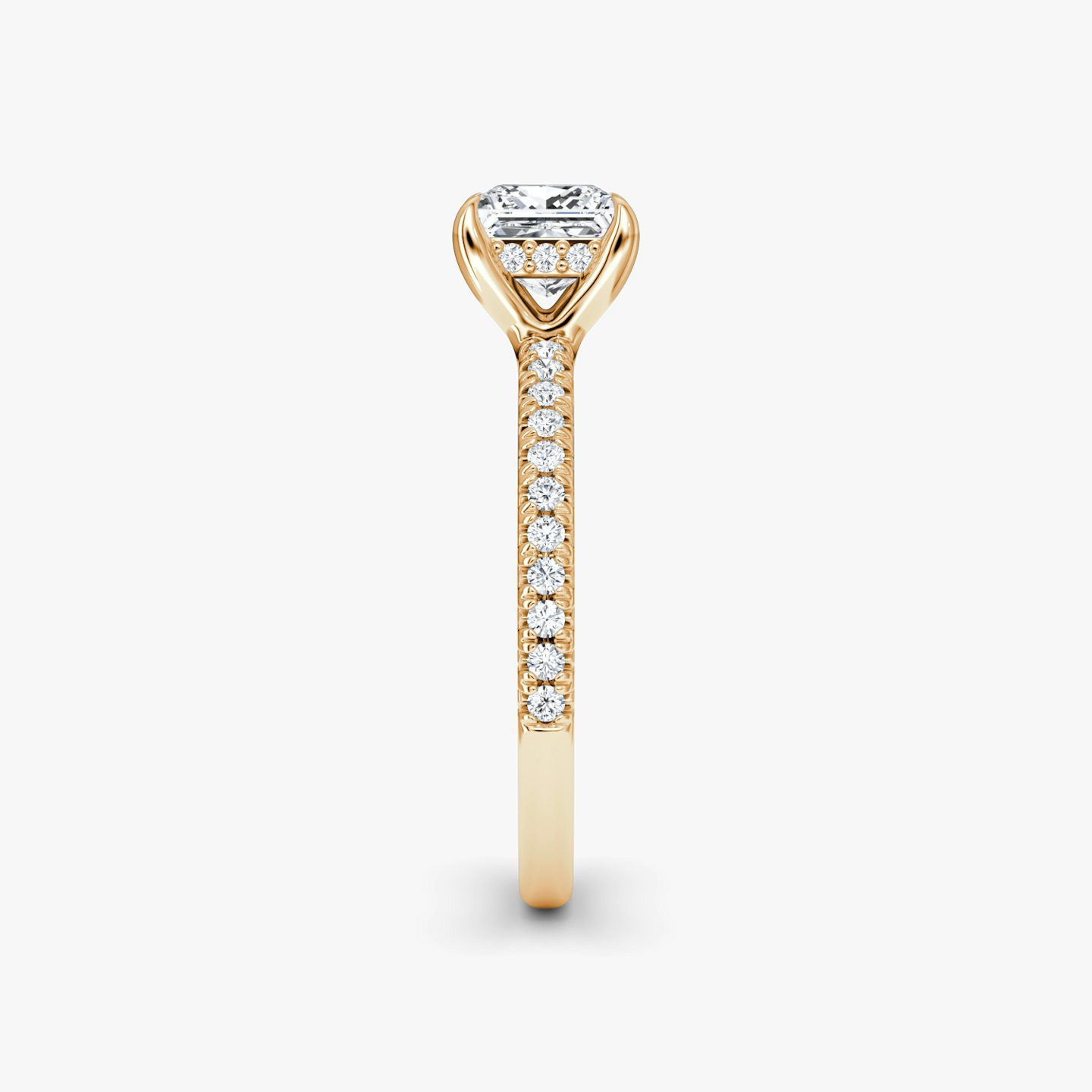 The Floating Solitaire | Princess | 14k | Rose Gold | bandAccent: Pavé | diamondOrientation: vertical | caratWeight: other