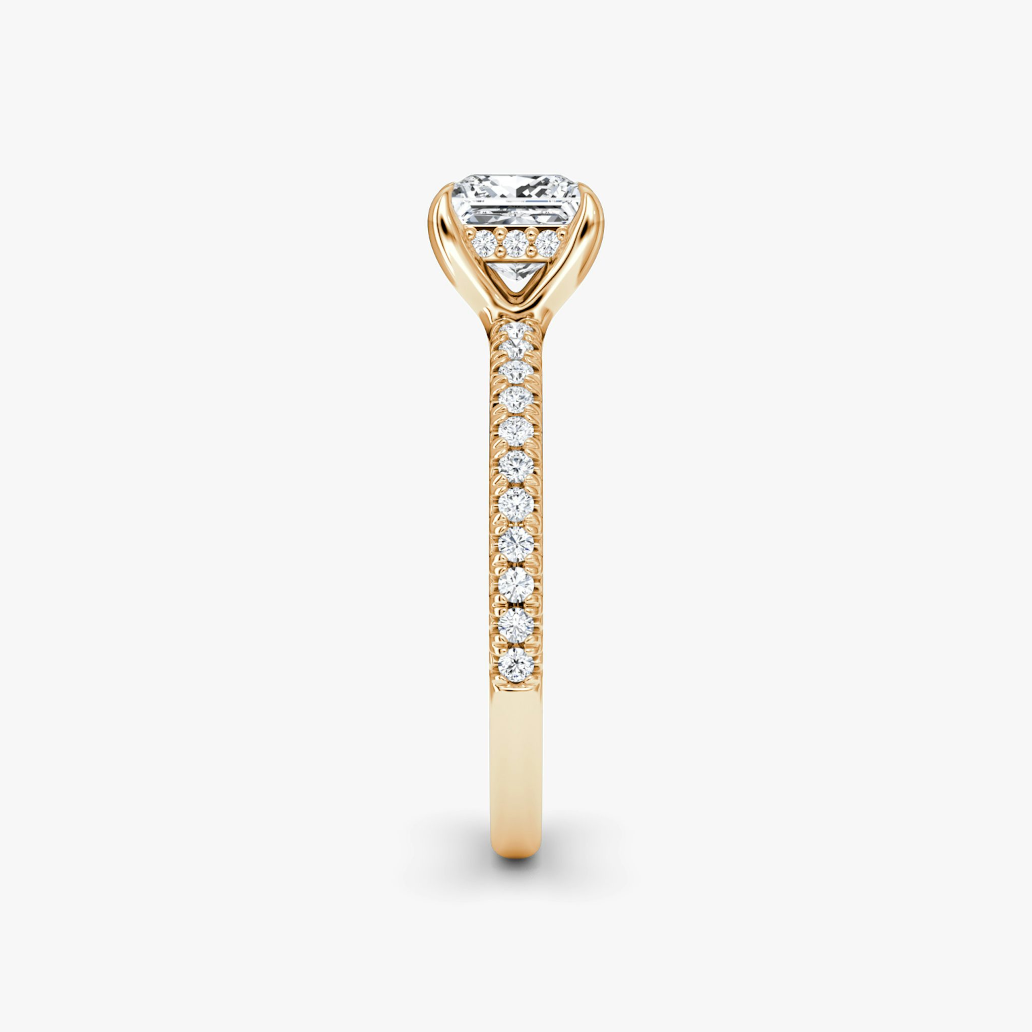 The Floating Solitaire | Princess | 14k | Rose Gold | bandAccent: Pavé | diamondOrientation: vertical | caratWeight: other