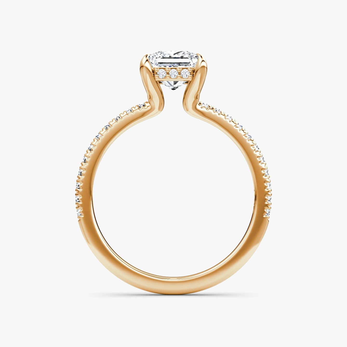 The Floating Solitaire | Princess | 14k | Rose Gold | bandAccent: Pavé | diamondOrientation: vertical | caratWeight: other