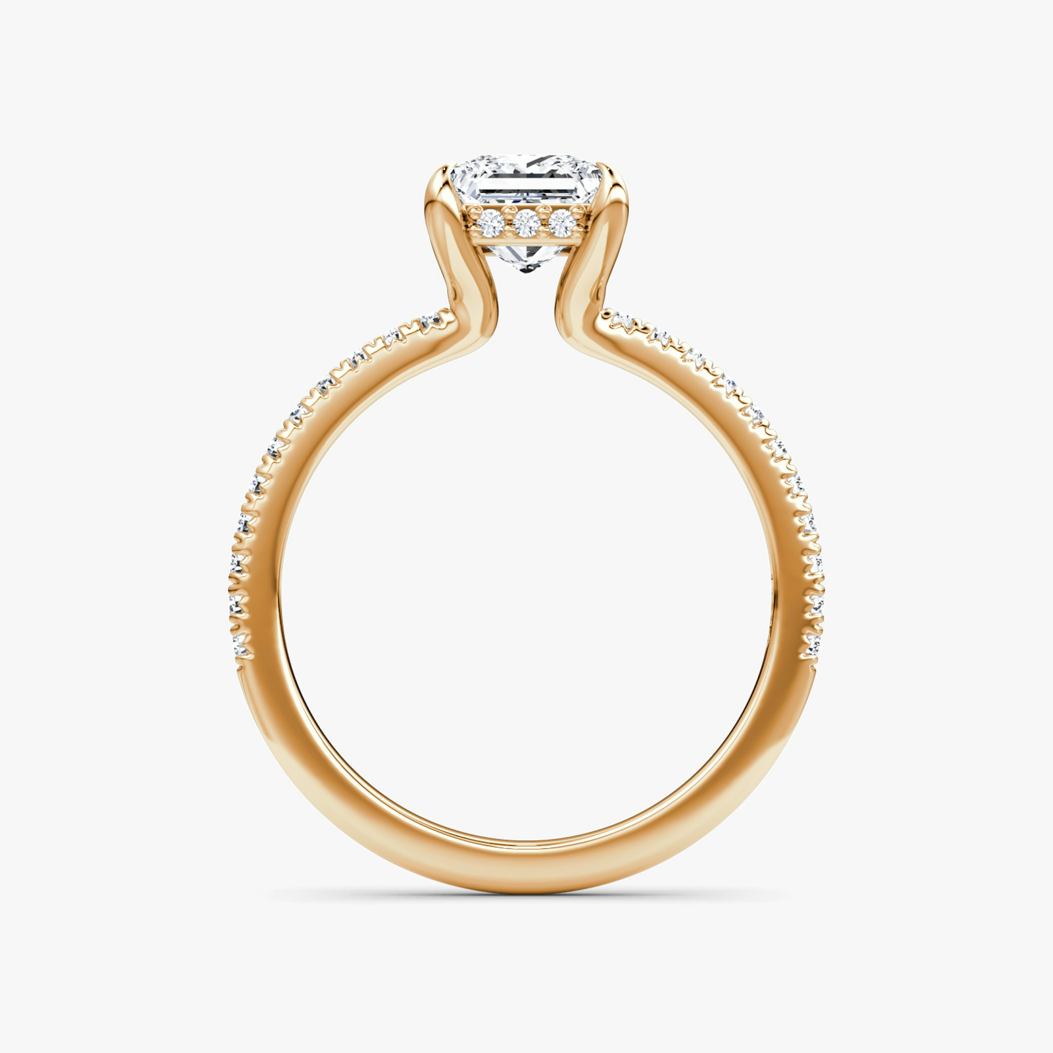 The Floating Solitaire | Princess | 14k | Rose Gold | bandAccent: Pavé | diamondOrientation: vertical | caratWeight: other