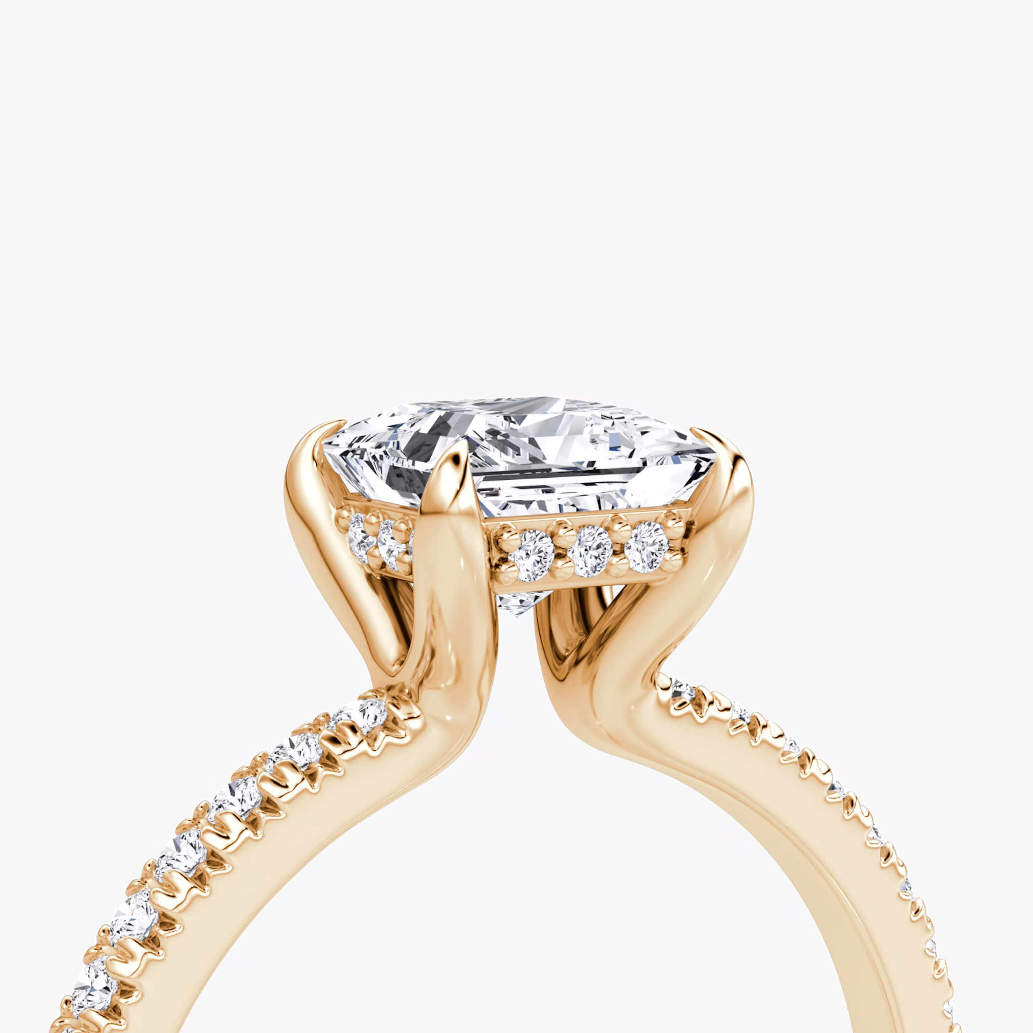 The Floating Solitaire | Princess | 14k | Rose Gold | bandAccent: Pavé | diamondOrientation: vertical | caratWeight: other