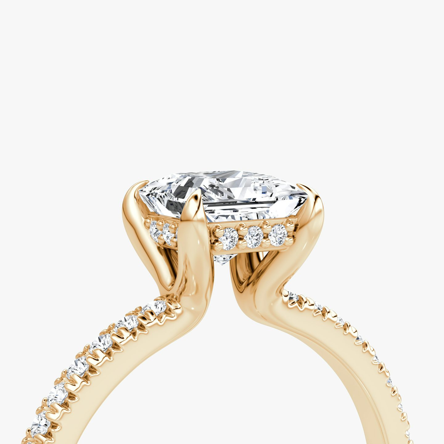 The Floating Solitaire | Princess | 14k | Rose Gold | bandAccent: Pavé | diamondOrientation: vertical | caratWeight: other