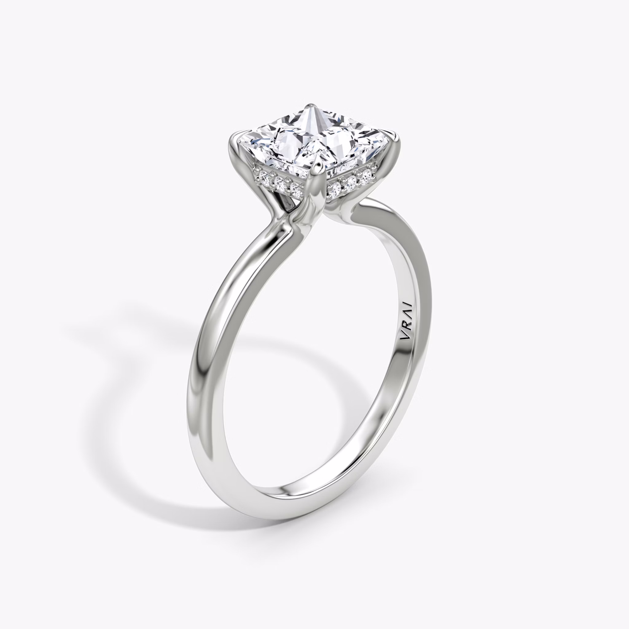 The Floating Solitaire | Princess | Platinum | bandAccent: Plain | diamondOrientation: vertical | caratWeight: other