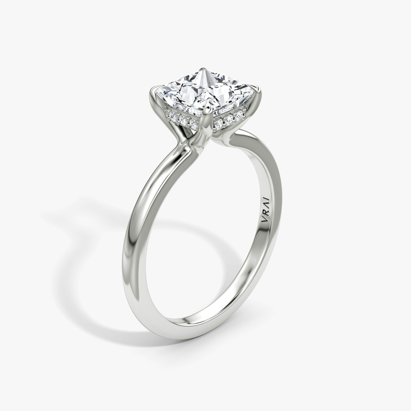 The Floating Solitaire | Princess | Platinum | bandAccent: Plain | diamondOrientation: vertical | caratWeight: other
