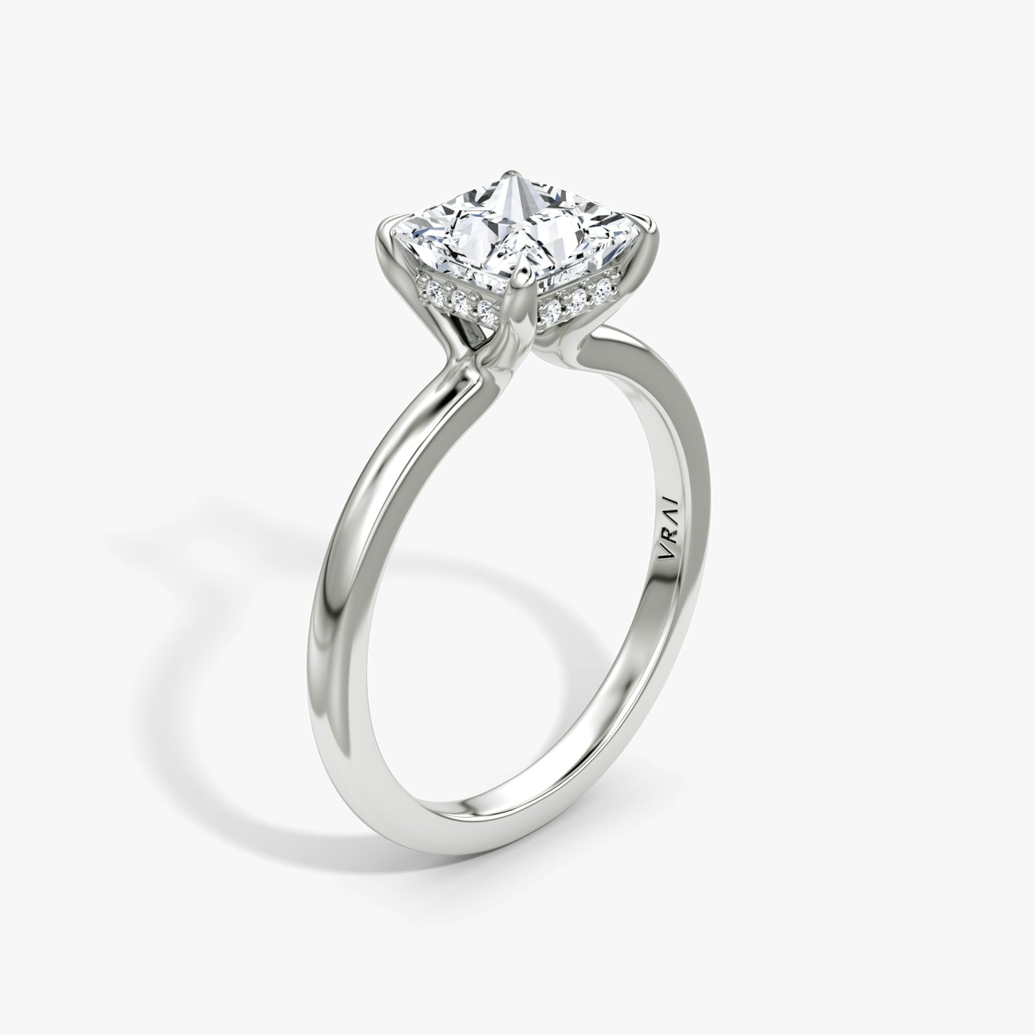 The Floating Solitaire | Princess | Platinum | bandAccent: Plain | diamondOrientation: vertical | caratWeight: other