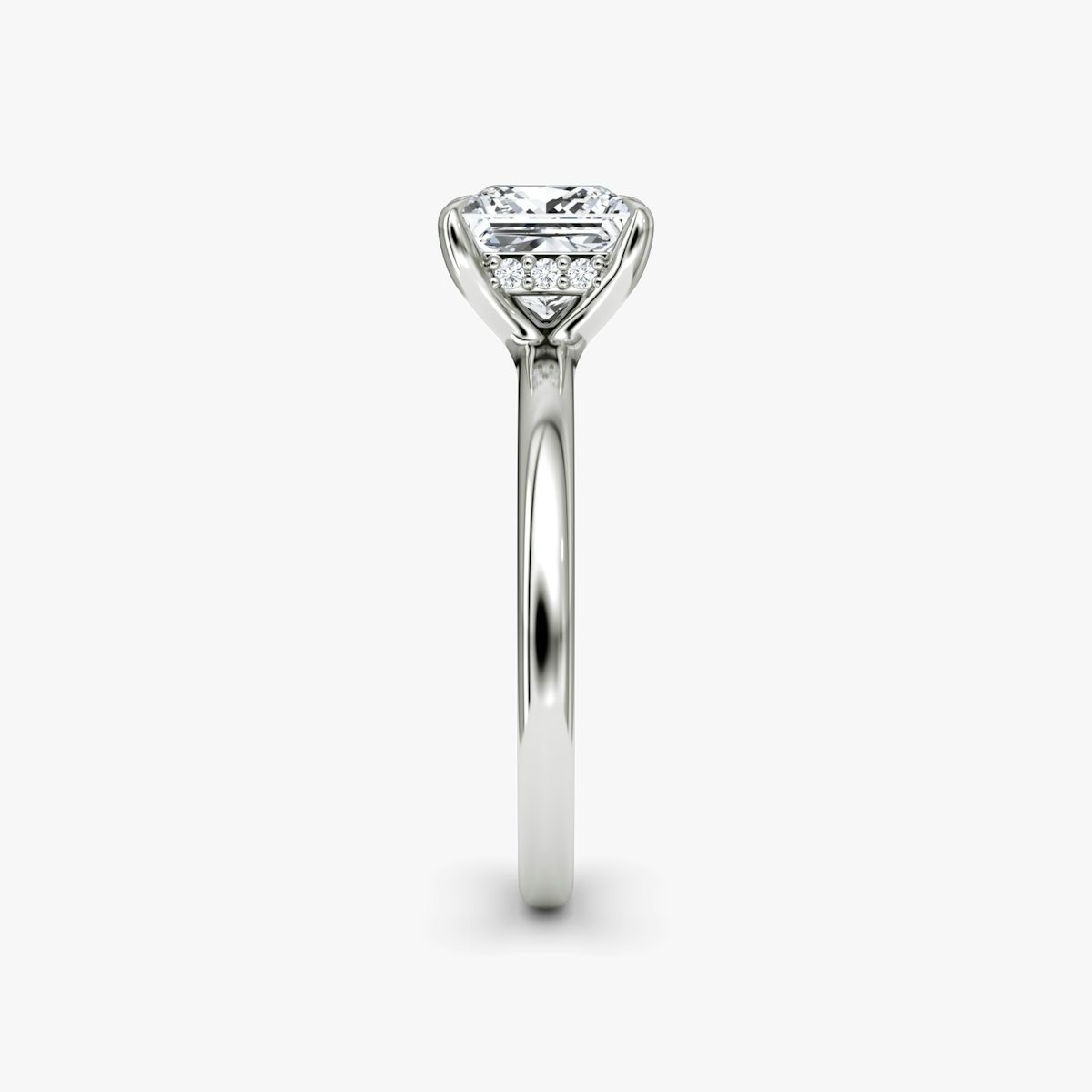 The Floating Solitaire Princess Engagement Ring | Plain Band | White Gold