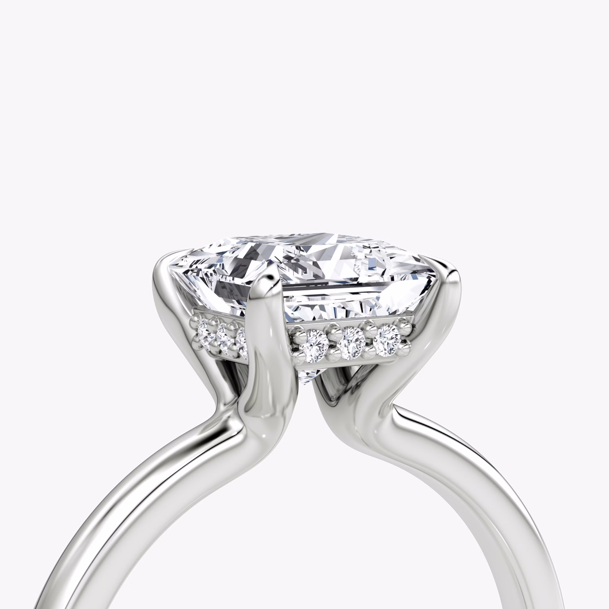 The Floating Solitaire | Princess | Platinum | bandAccent: Plain | diamondOrientation: vertical | caratWeight: other