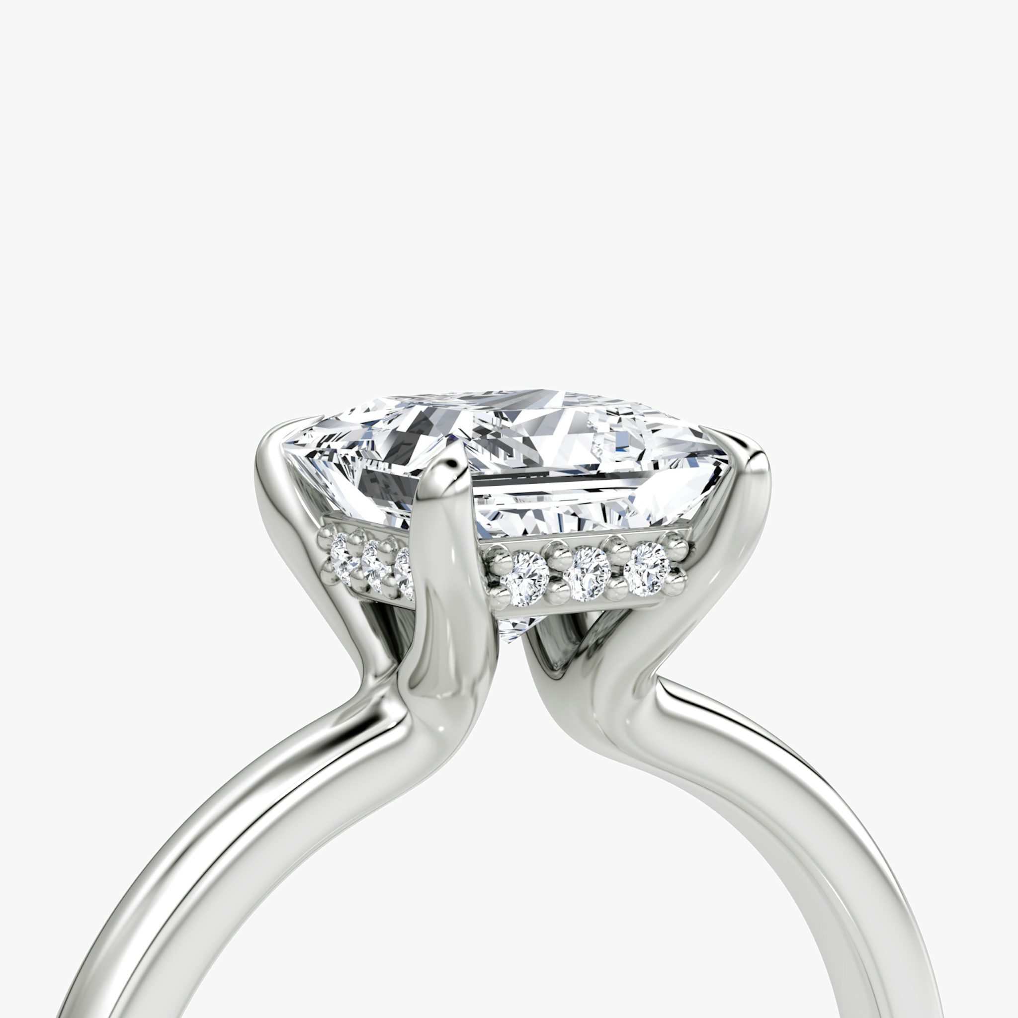 The Floating Solitaire | Princess | Platinum | bandAccent: Plain | diamondOrientation: vertical | caratWeight: other