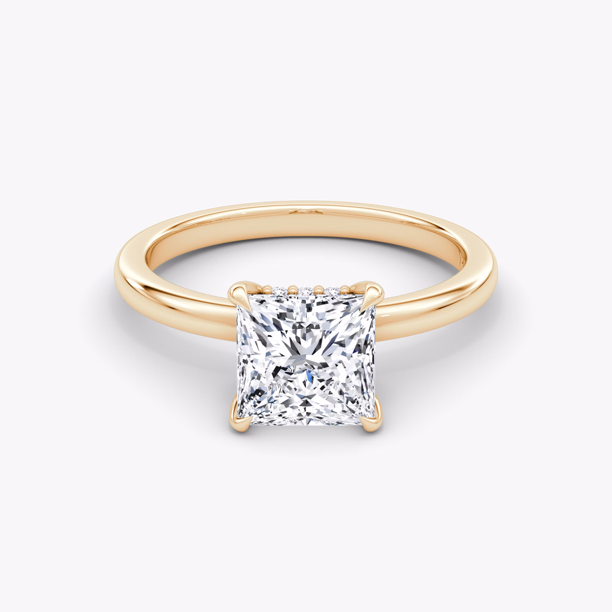 The Floating Solitaire | Princess | 14k | Rose Gold | bandAccent: Plain | diamondOrientation: vertical | caratWeight: other