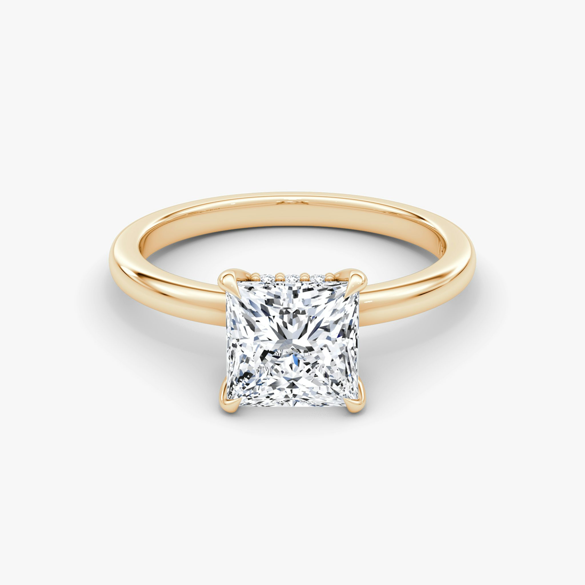 The Floating Solitaire | Princess | 14k | Rose Gold | bandAccent: Plain | diamondOrientation: vertical | caratWeight: other
