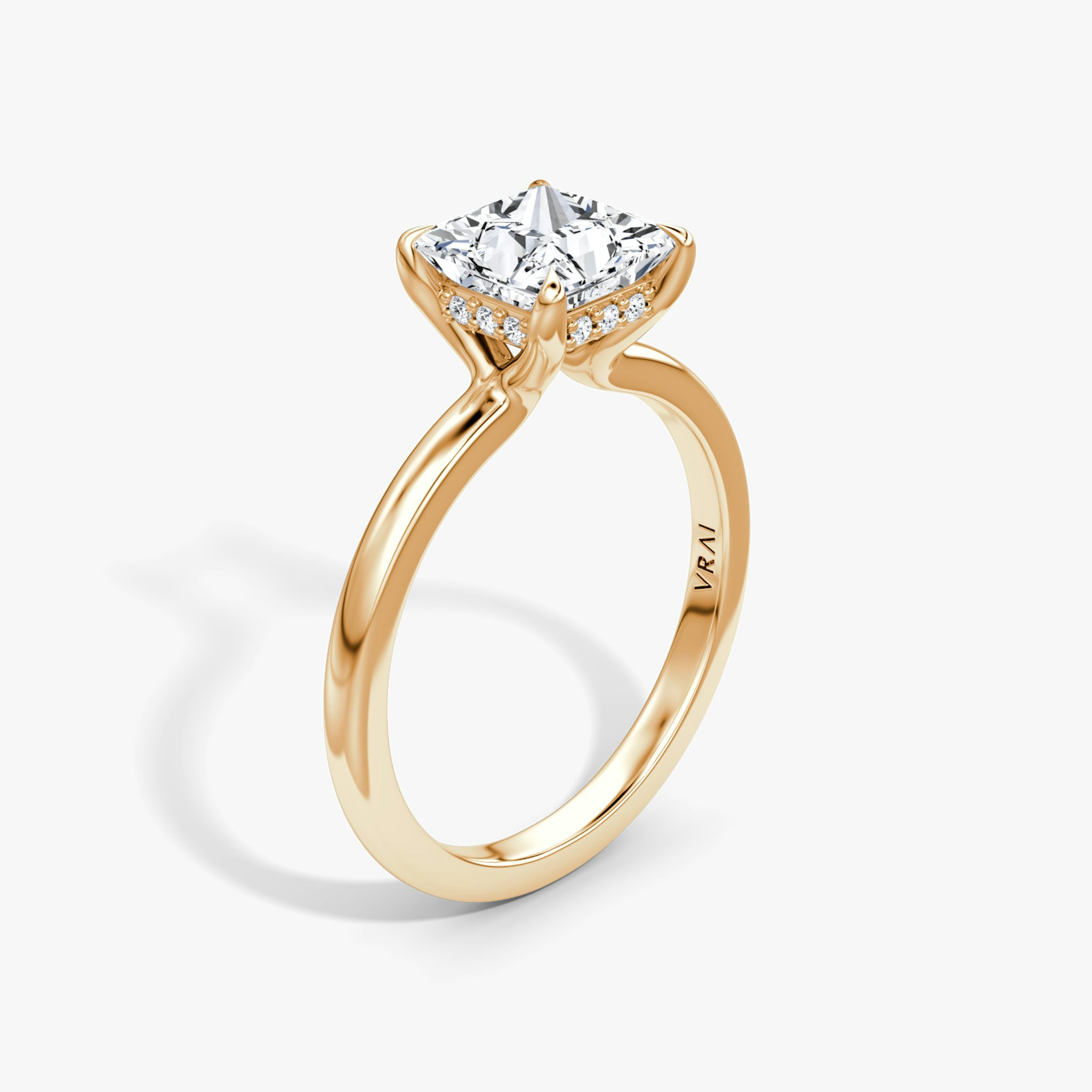 The Floating Solitaire | Princess | 14k | Rose Gold | bandAccent: Plain | diamondOrientation: vertical | caratWeight: other