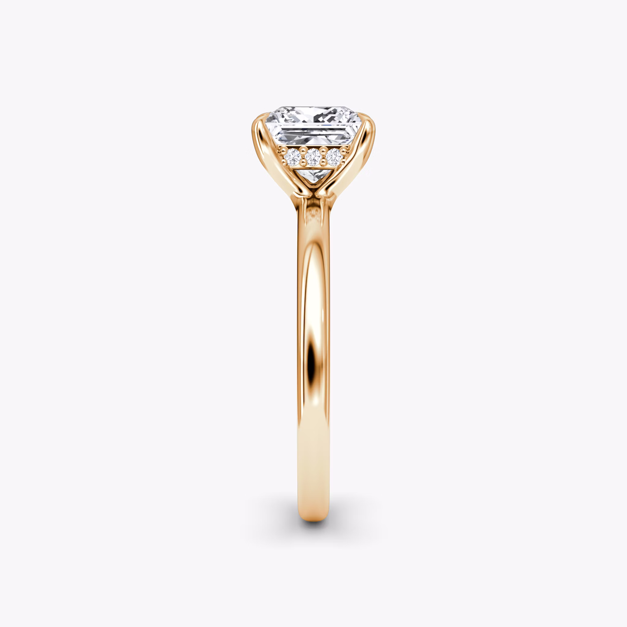 The Floating Solitaire | Princess | 14k | Rose Gold | bandAccent: Plain | diamondOrientation: vertical | caratWeight: other
