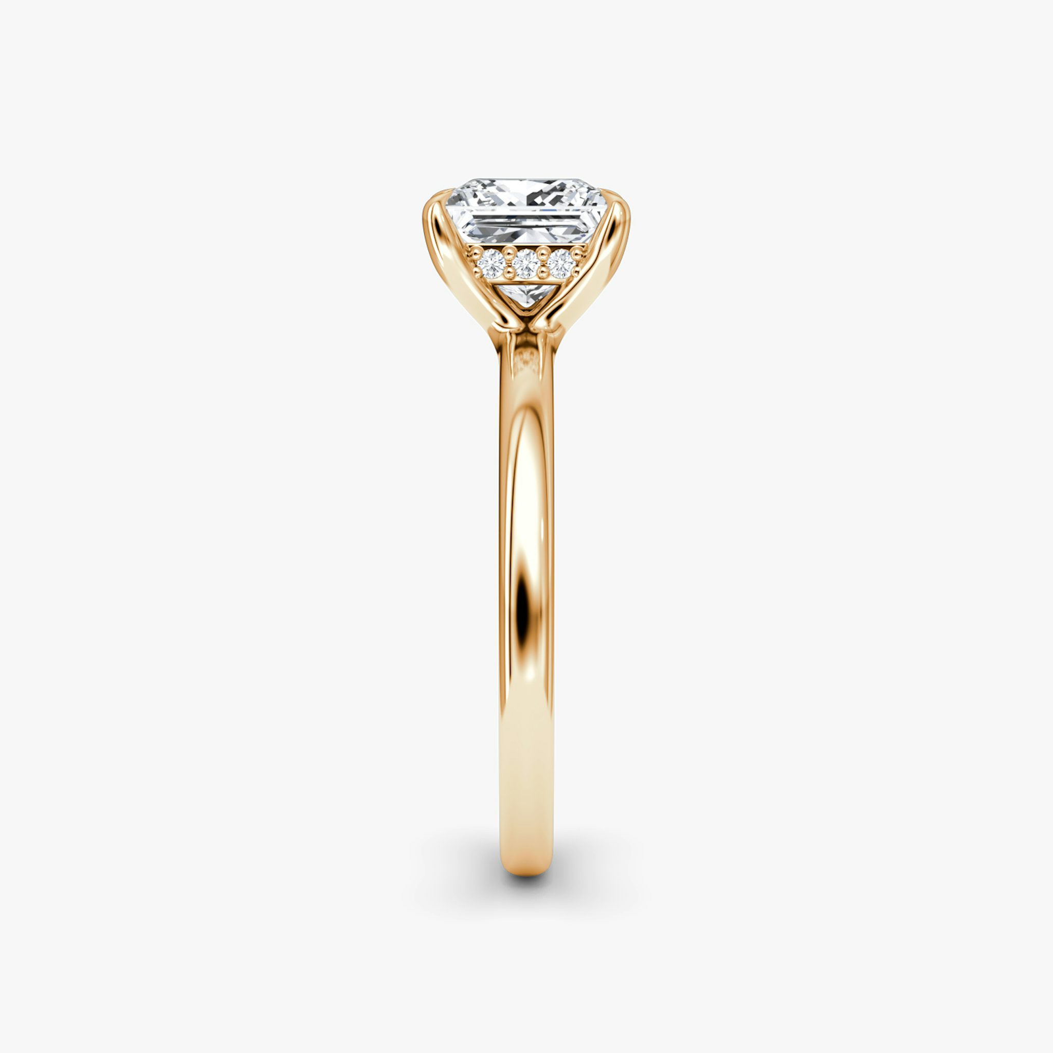 The Floating Solitaire | Princess | 14k | Rose Gold | bandAccent: Plain | diamondOrientation: vertical | caratWeight: other