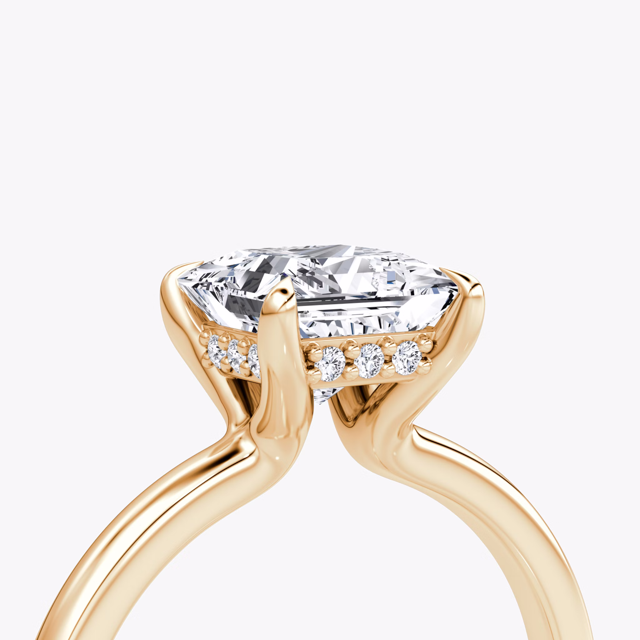 The Floating Solitaire | Princess | 14k | Rose Gold | bandAccent: Plain | diamondOrientation: vertical | caratWeight: other
