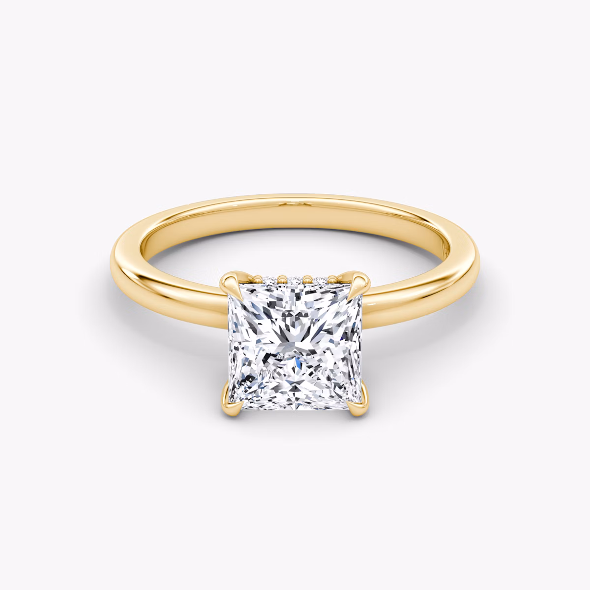 The Floating Solitaire | Princess | 18k | Yellow Gold | bandAccent: Plain | diamondOrientation: vertical | caratWeight: other