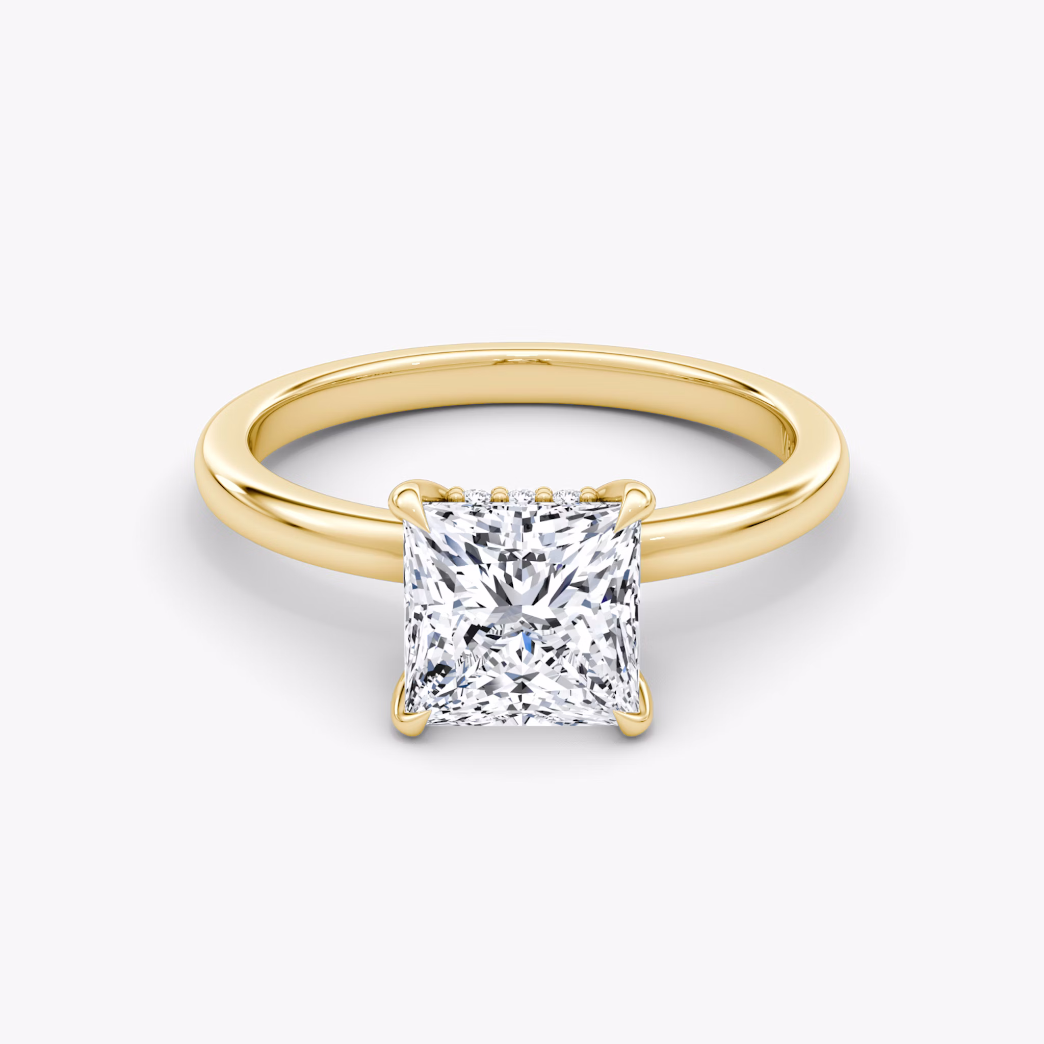 The Floating Solitaire | Princess | 18k | Yellow Gold | bandAccent: Plain | diamondOrientation: vertical | caratWeight: other