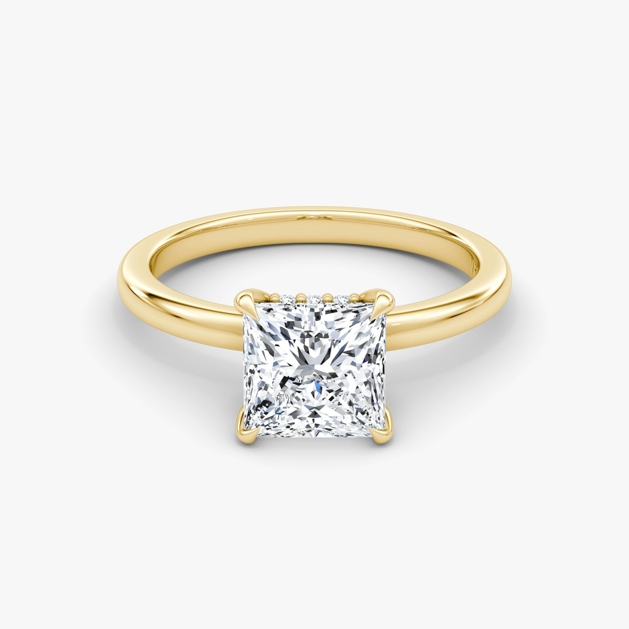 The Floating Solitaire | Princess | 18k | Yellow Gold | bandAccent: Plain | diamondOrientation: vertical | caratWeight: other