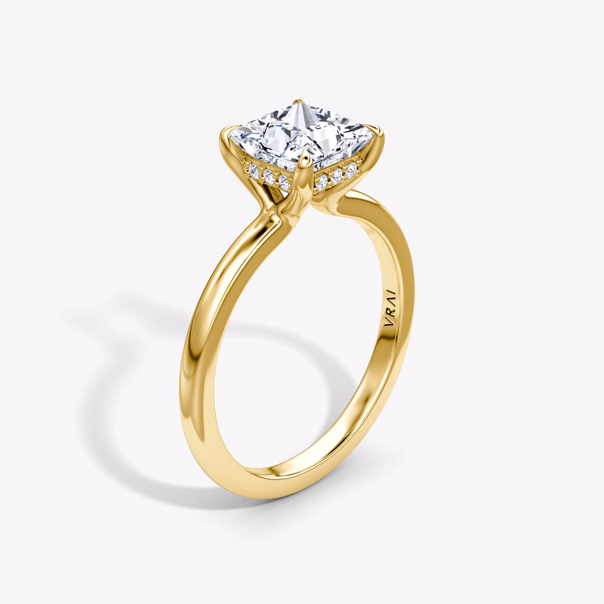 Floating Solitaire Princess | Yellow Gold