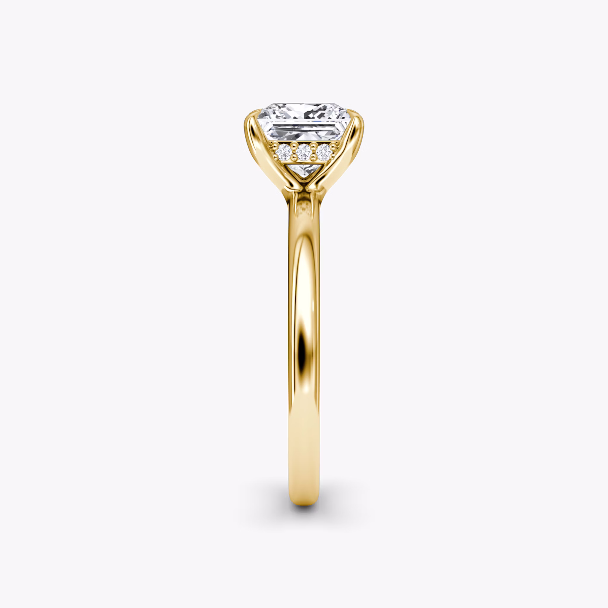 The Floating Solitaire | Princess | 18k | Yellow Gold | bandAccent: Plain | diamondOrientation: vertical | caratWeight: other