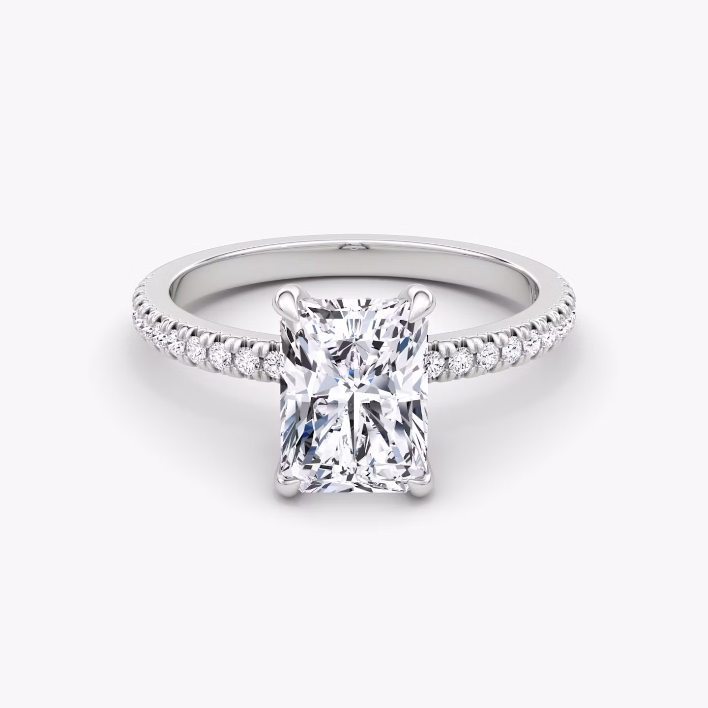 Floating Solitaire | Radiant | Platin | bandAccent: Mit Pavé-Besatz | diamondOrientation: vertical | caratWeight: other