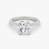 The Floating Solitaire Radiant Engagement Ring | Pavé Band | Platinum