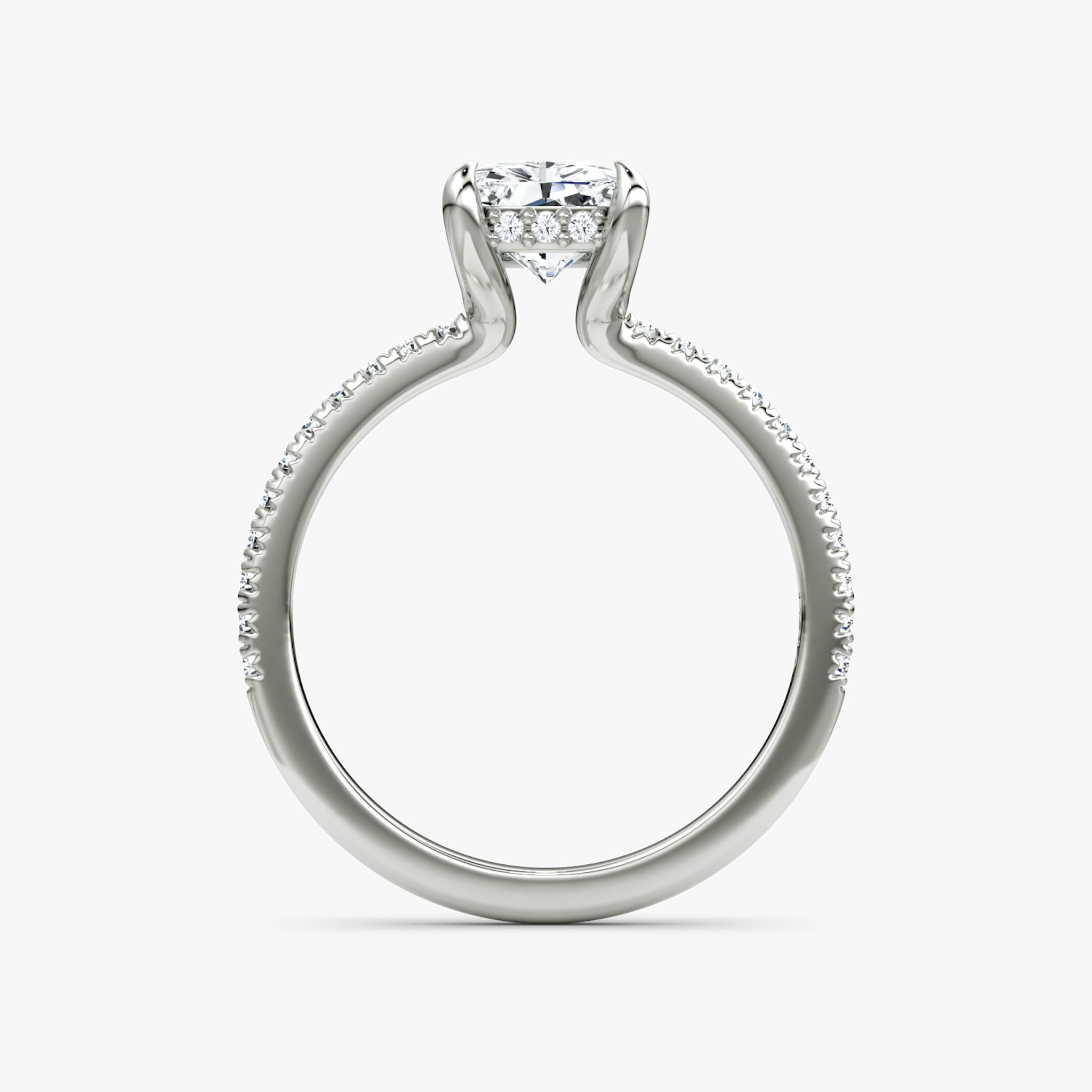 The Floating Solitaire | Radiant | Platinum | bandAccent: Pavé | diamondOrientation: vertical | caratWeight: other