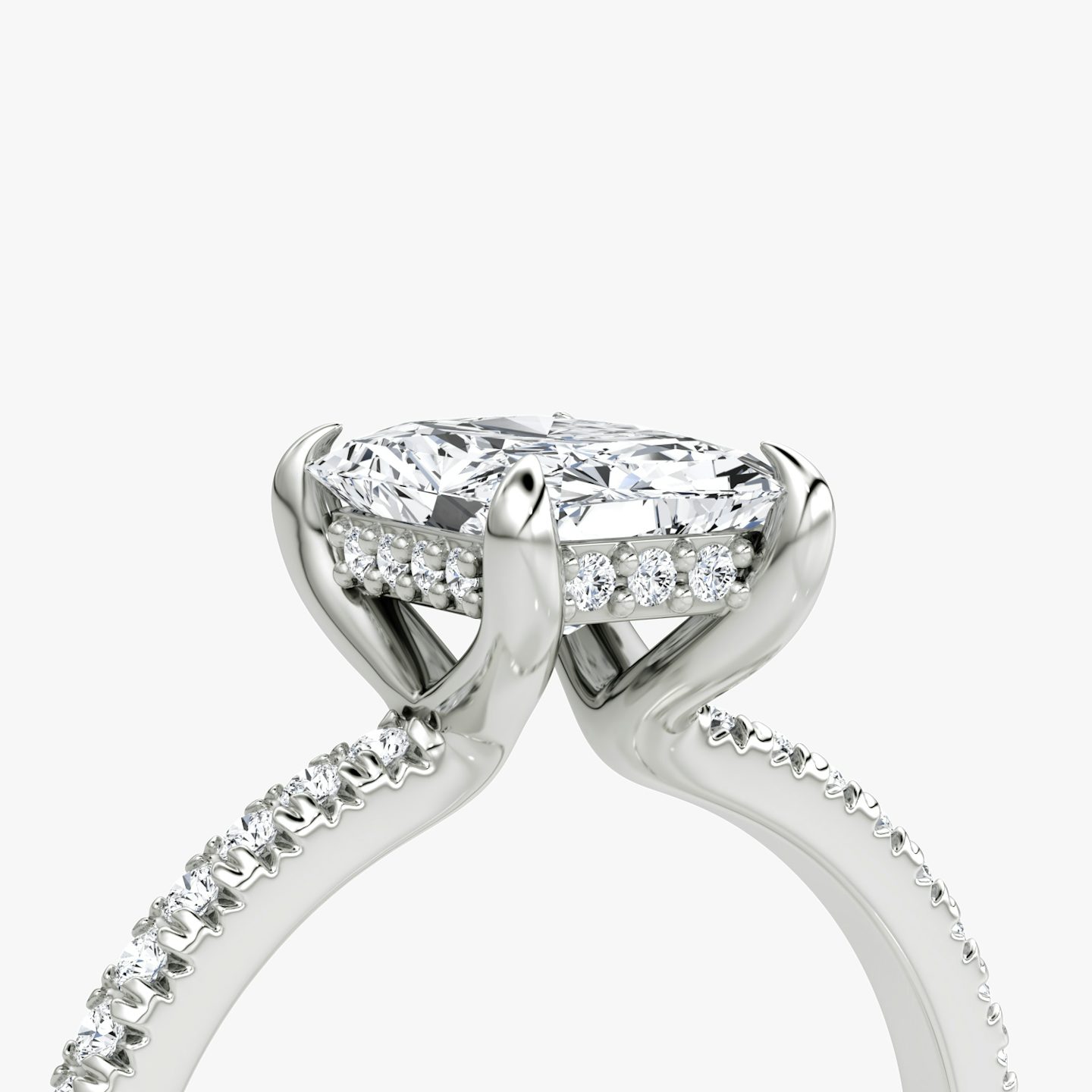 Floating Solitaire | Radiant | Platin | bandAccent: Mit Pavé-Besatz | diamondOrientation: vertical | caratWeight: other