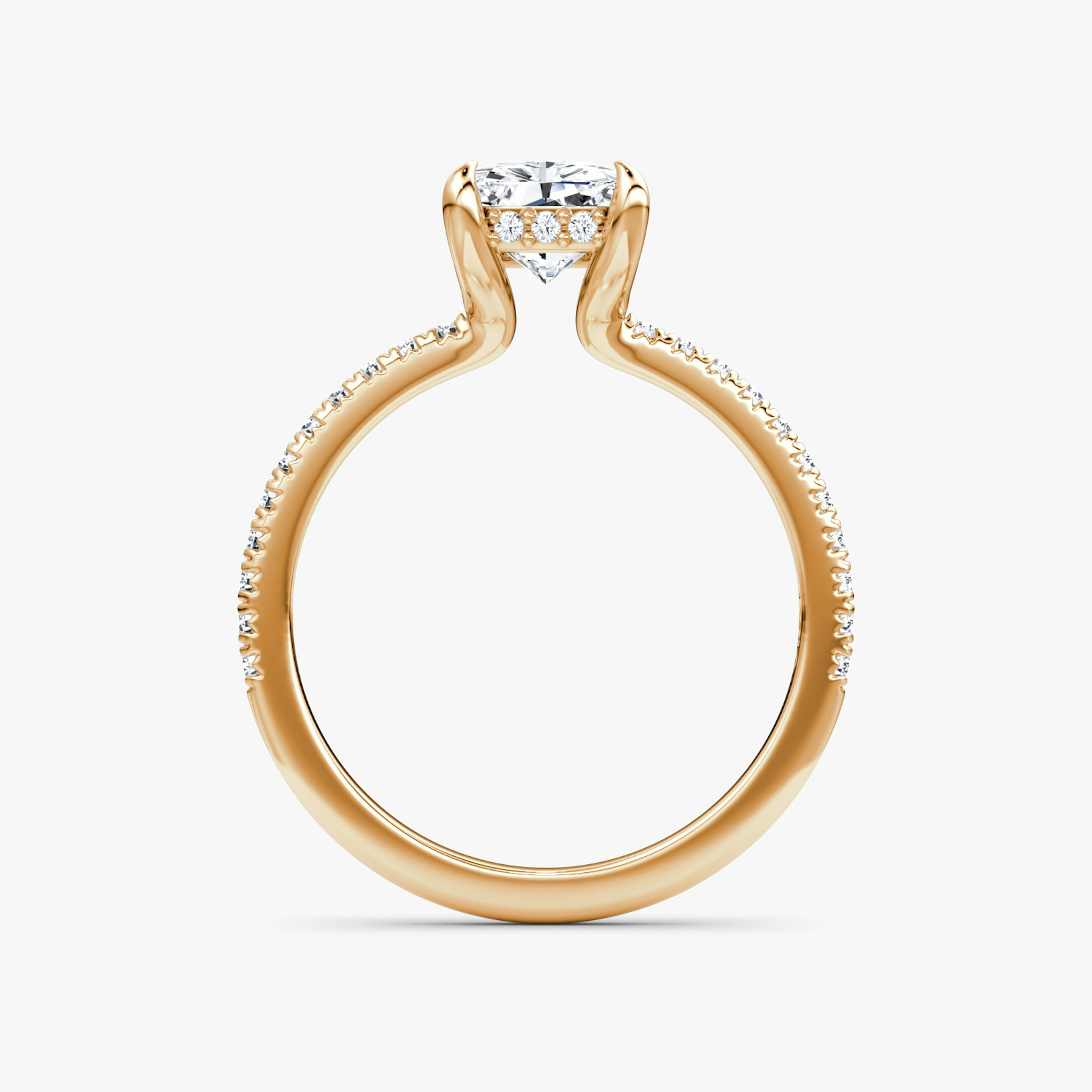 The Floating Solitaire | Radiant | 14k | Rose Gold | bandAccent: Pavé | diamondOrientation: vertical | caratWeight: other