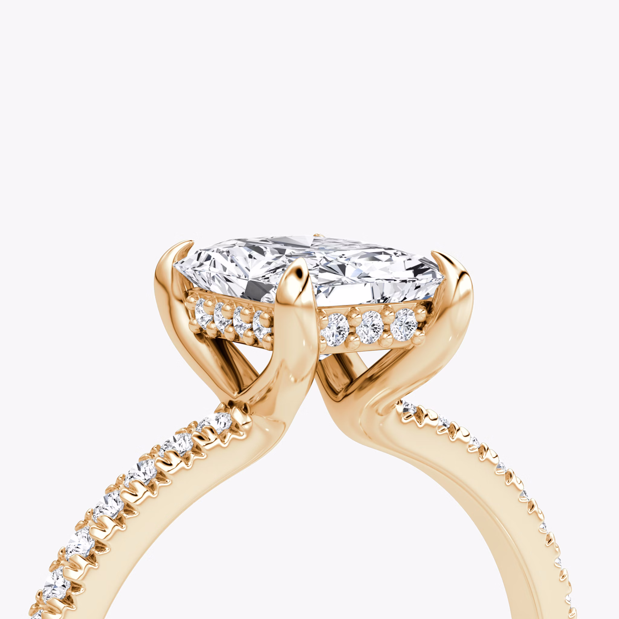 The Floating Solitaire | Radiant | 14k | Rose Gold | bandAccent: Pavé | diamondOrientation: vertical | caratWeight: other