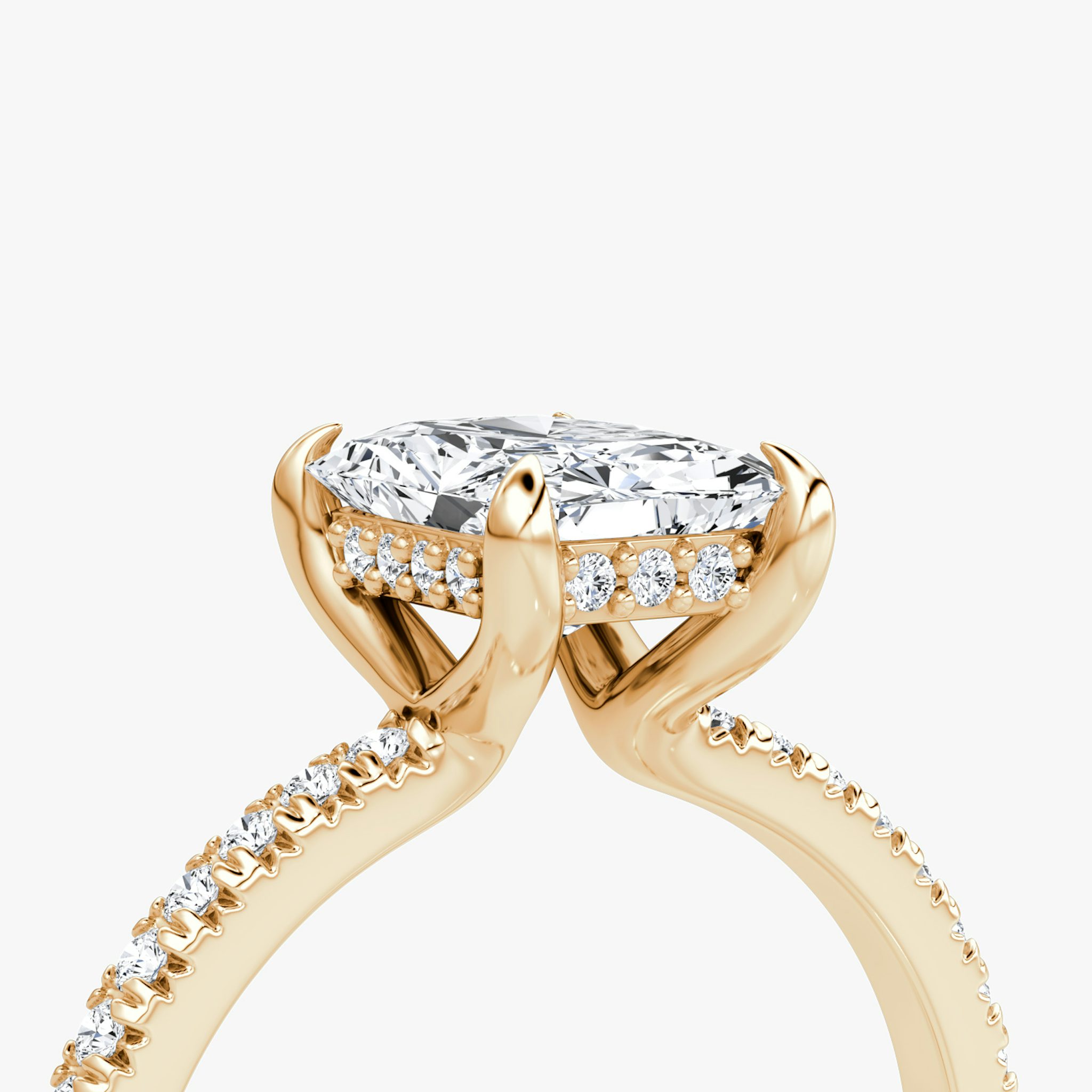 The Floating Solitaire | Radiant | 14k | Rose Gold | bandAccent: Pavé | diamondOrientation: vertical | caratWeight: other