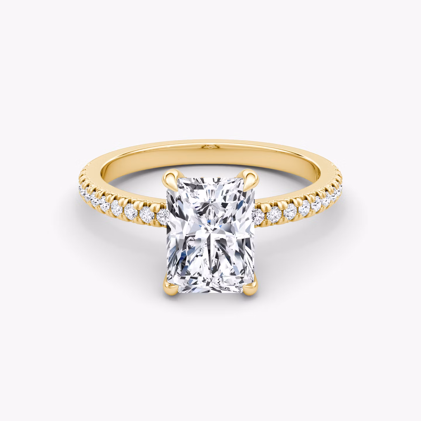 Anillo de compromiso Floating Solitaire | Radiante | 18k | Oro amarillo | bandAccent: Pavé | diamondOrientation: vertical | caratWeight: other