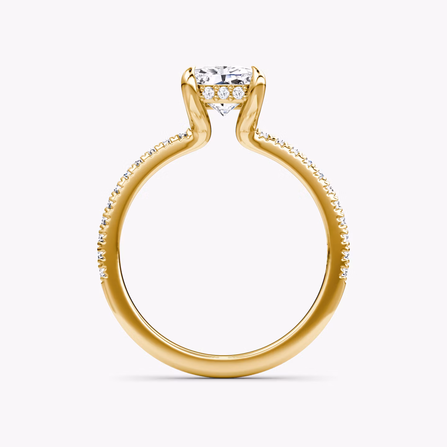 Anillo de compromiso Floating Solitaire | Radiante | 18k | Oro amarillo | bandAccent: Pavé | diamondOrientation: vertical | caratWeight: other