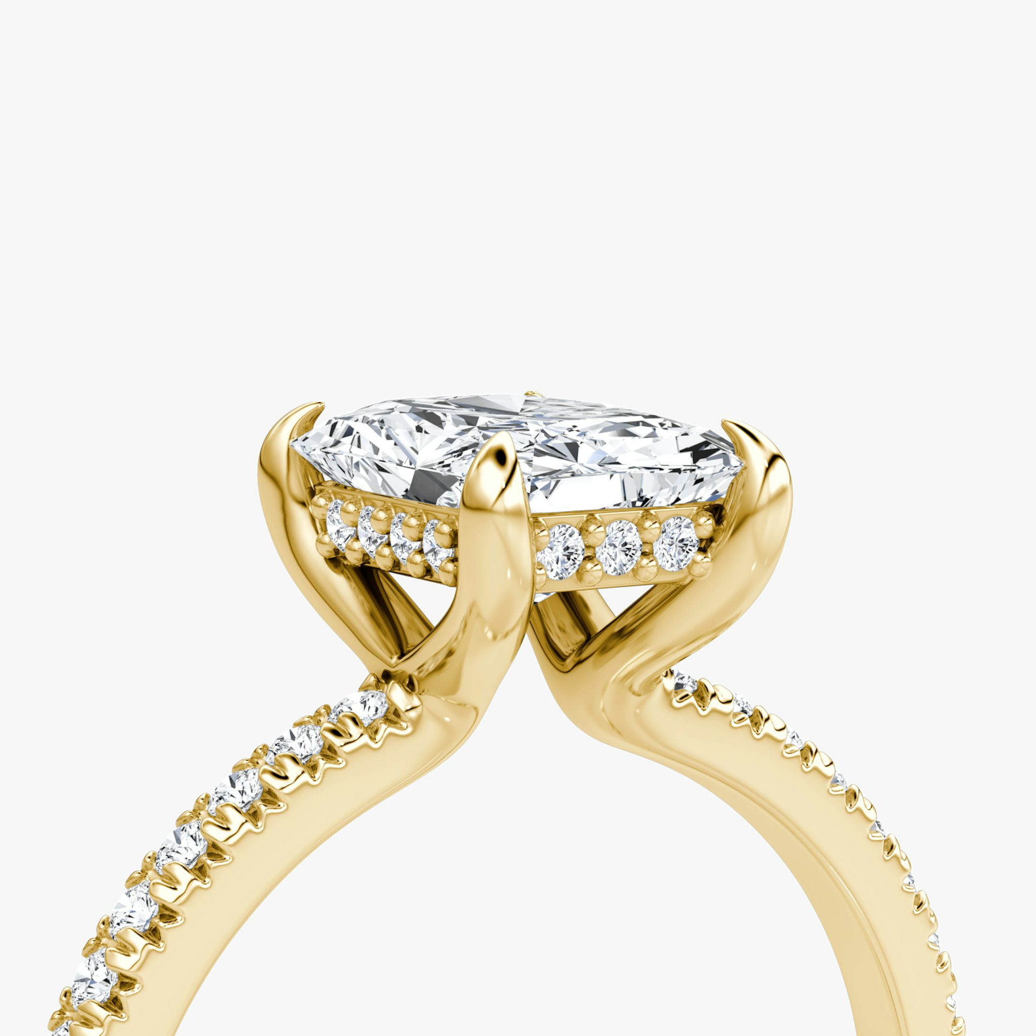 The Floating Solitaire | Radiant | 18k | Yellow Gold | bandAccent: Pavé | diamondOrientation: vertical | caratWeight: other