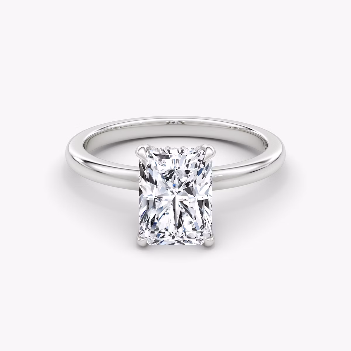 The Floating Solitaire | Radiant | 18k | White Gold | bandAccent: Plain | diamondOrientation: vertical | caratWeight: other